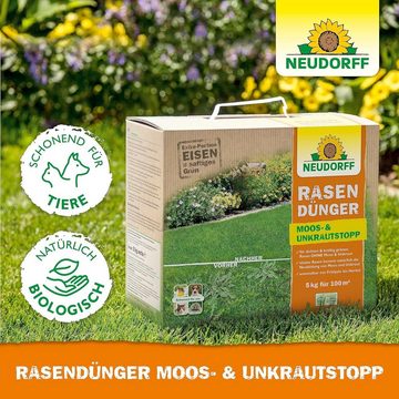 Neudorff Rasendünger RasenDünger Moos- & UnkrautStopp, 18 kg, Verdrängt dauerhaft Unkraut und Moos