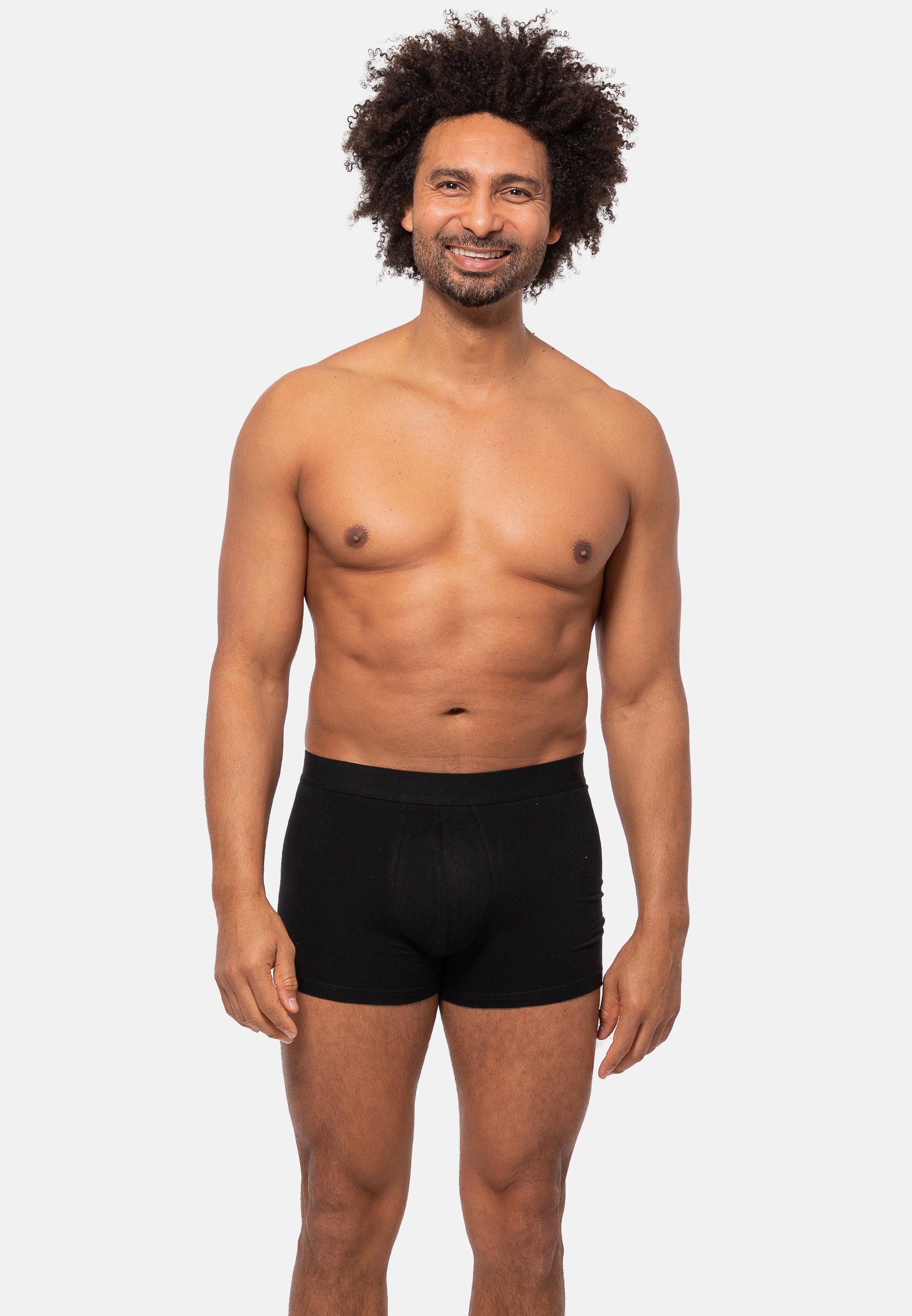 Almonu - Pack 3er Pant Ohne (Spar-Set, - Retro Organic Short Cotton / Boxer Schwarz Eingriff Retro - Atmungsaktiv 3-St) Baumwolle