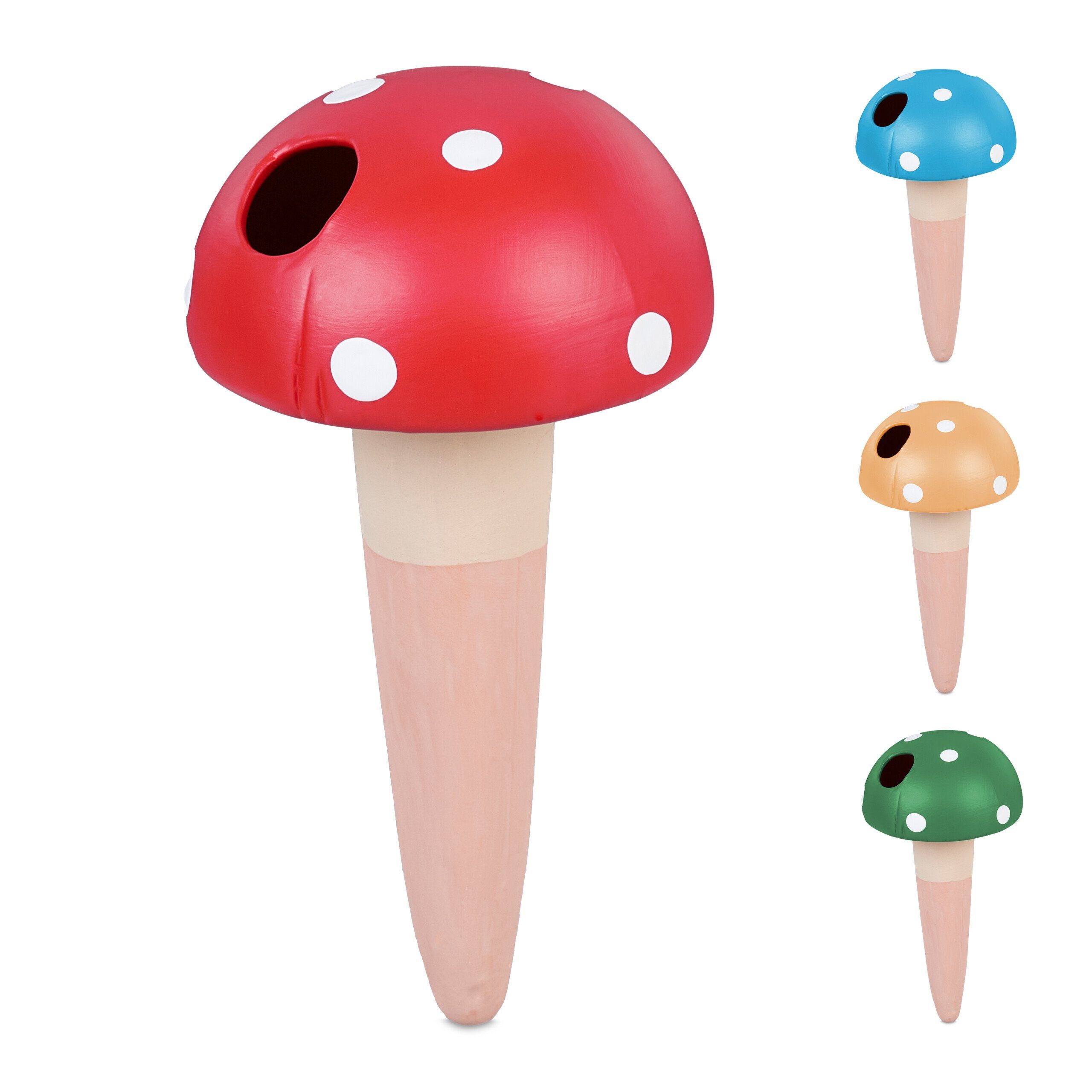 Bewässerungskugel Tonkegel Pilz-Design 4er Set