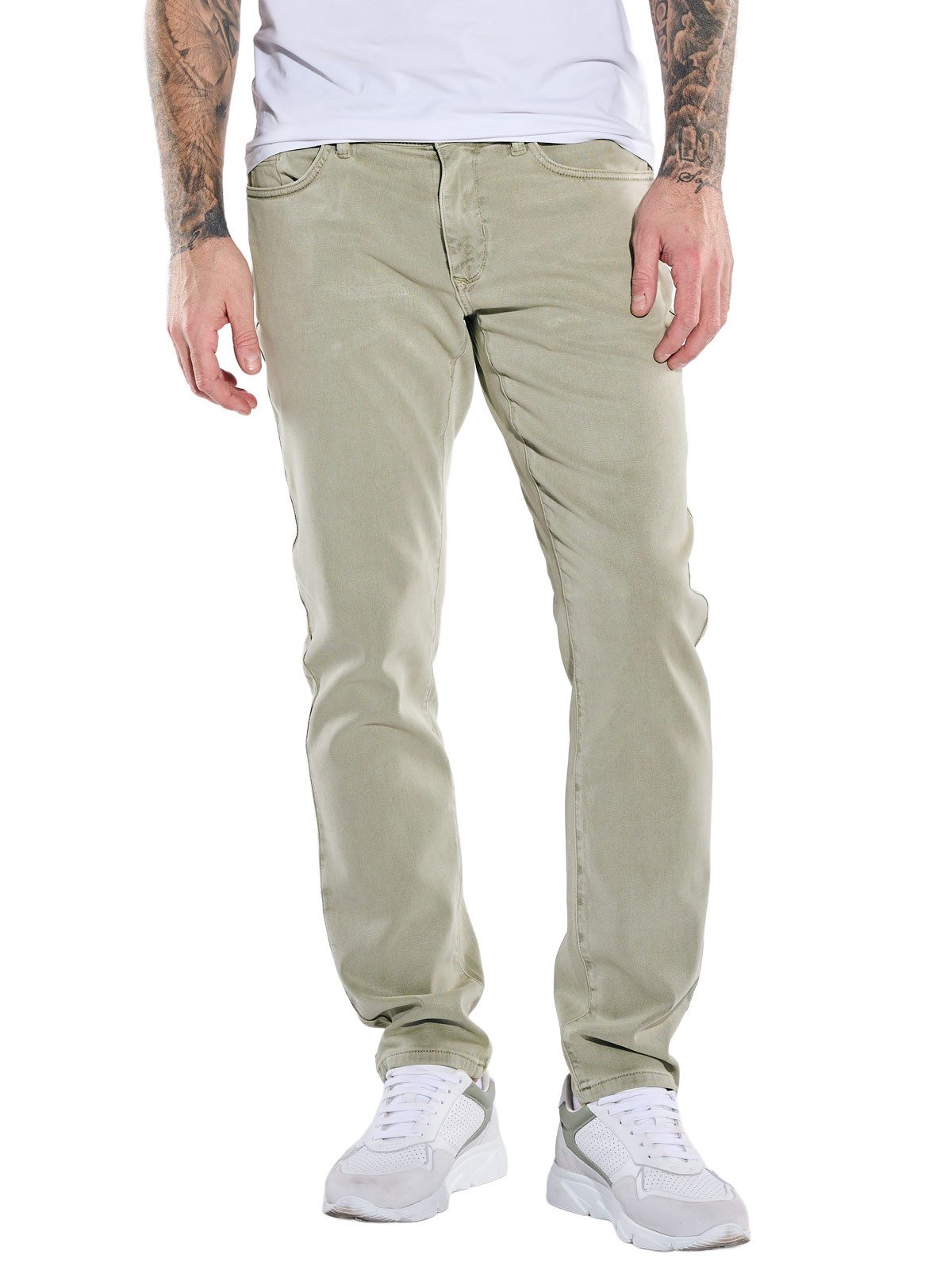 emilio adani Stretch-Jeans Herren Modische 5-Pocket-Jeans, Hellgruen