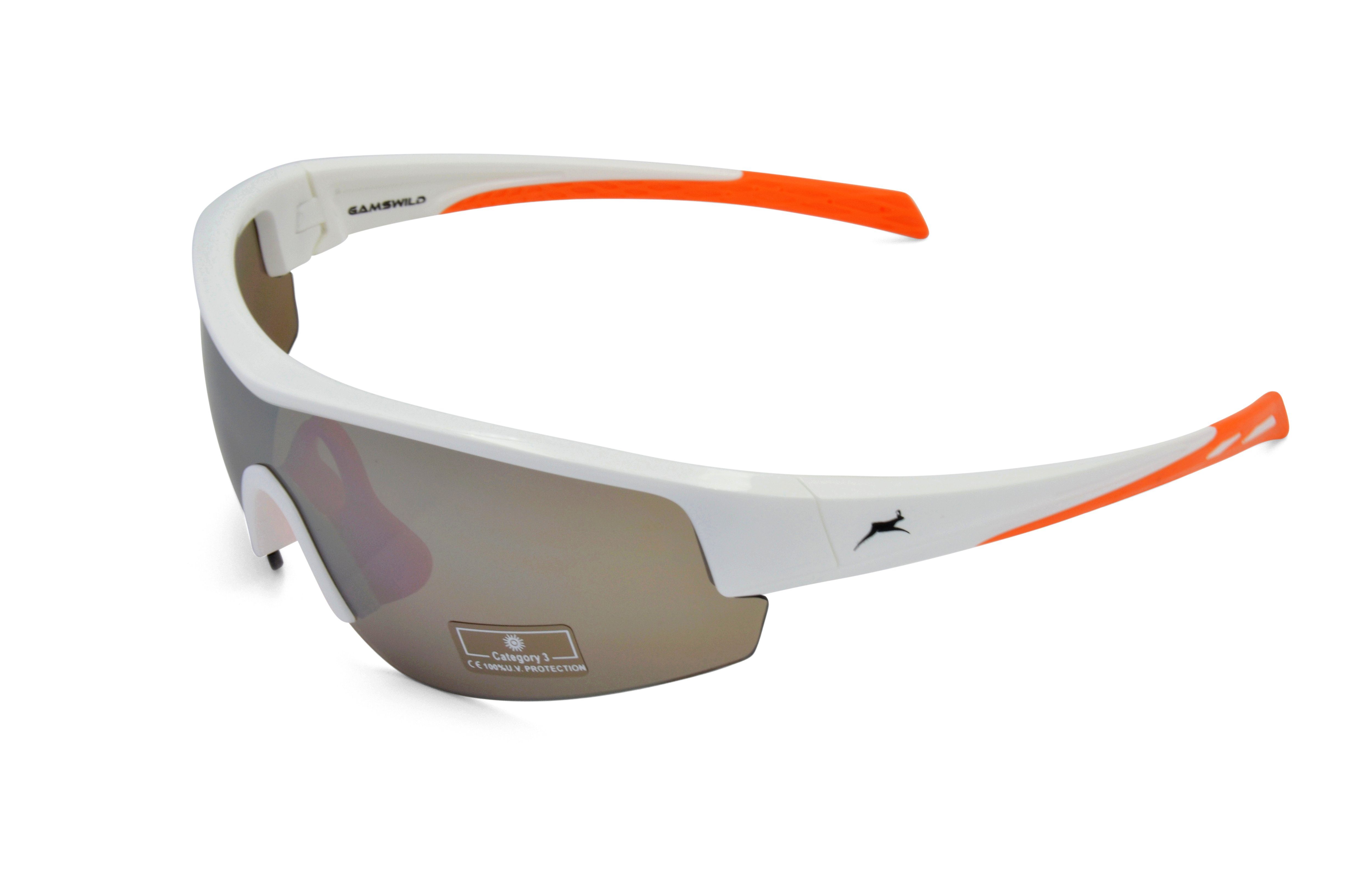 Fahrradbrille blau, Sportbrille Skibrille, Damen Herren weiß, schwarz, WS2436 Gamswild TR90 Sonnenbrille