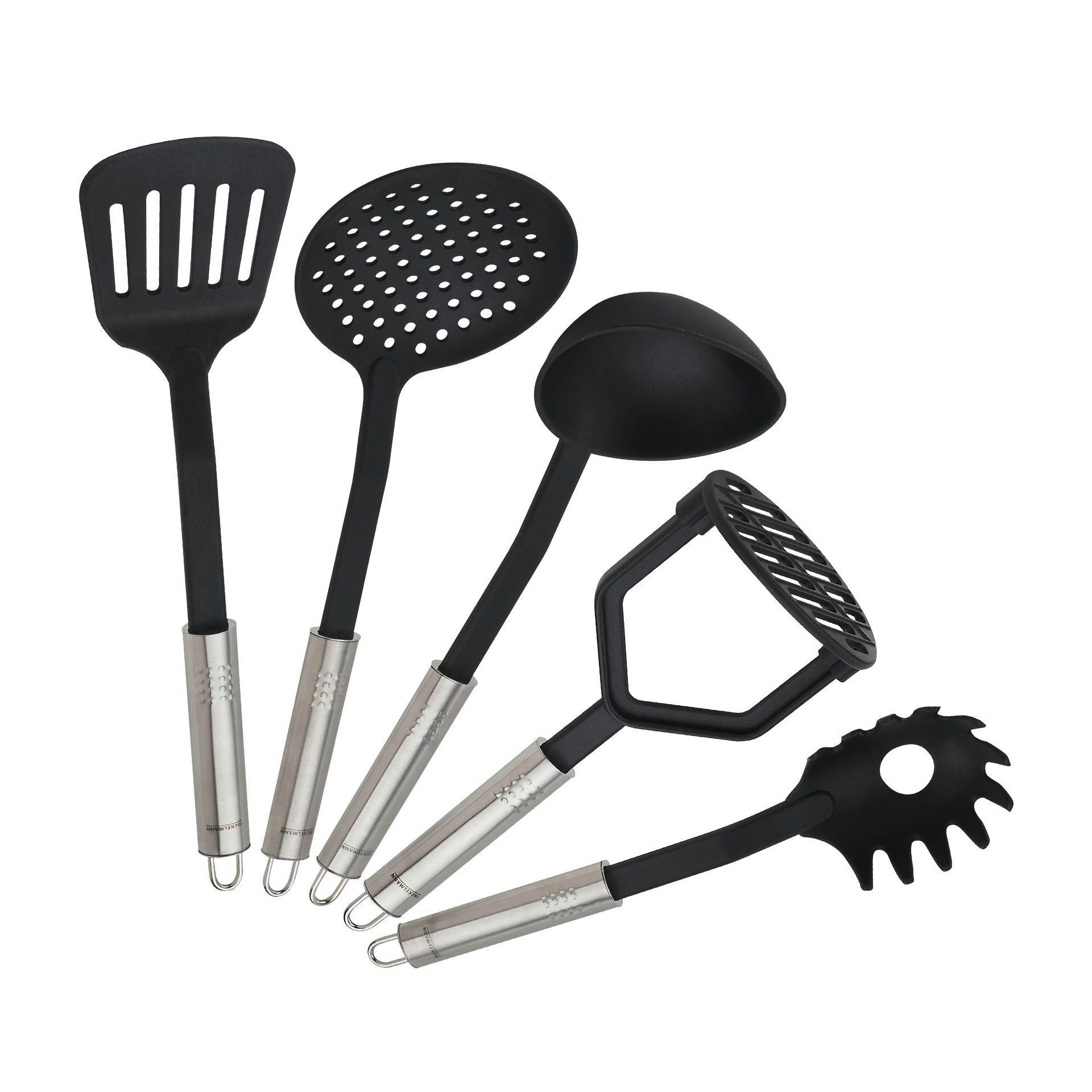 FACKELMANN Kochbesteck-Set Ovalgriff Küchenhelfer-Set, Edelstahl/Kunststoff
