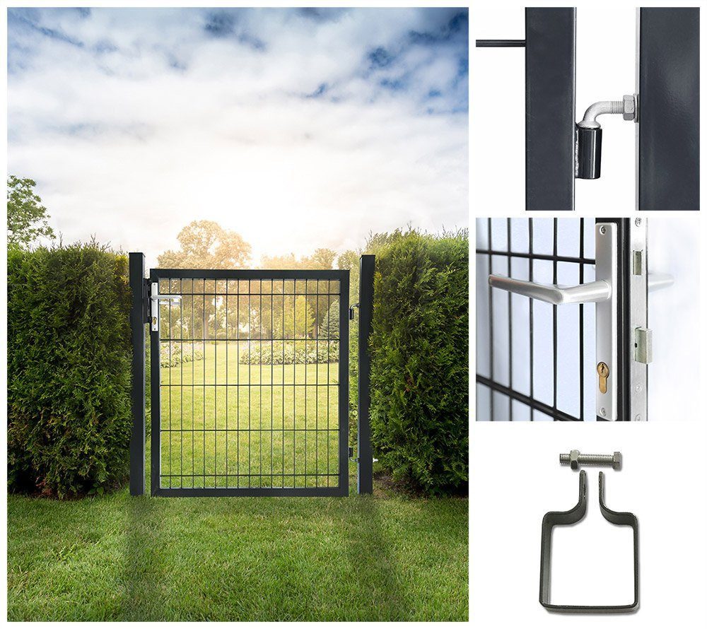 HOME DELUXE Gartentor Doppelstabmatten Gartentor PORTARIUS - Anthrazit, aus günstig online kaufen