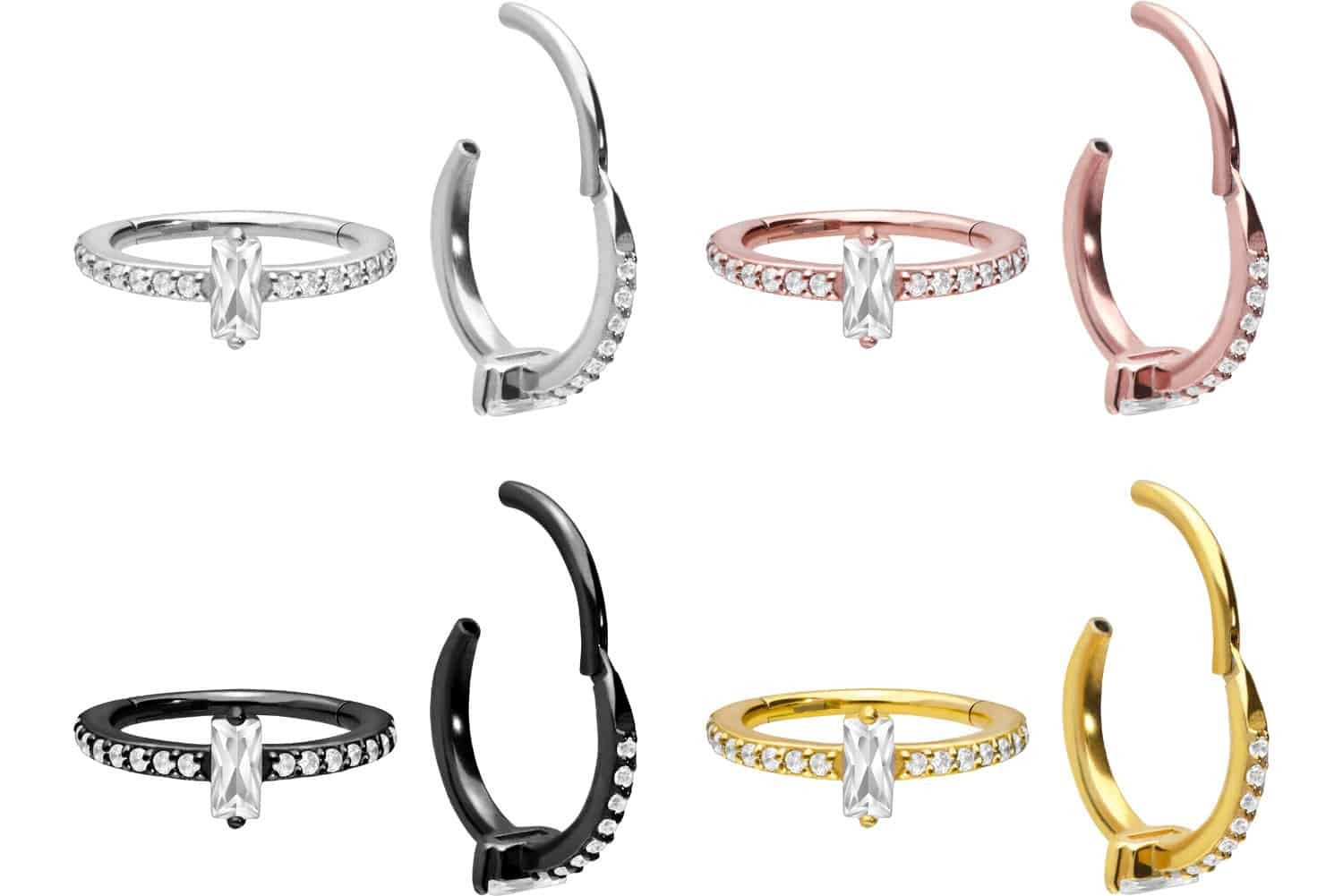 PIERCINGLINE Nasenpiercing Chirurgenstahl Segmentring Clicker KRISTALLRECHT günstig online kaufen