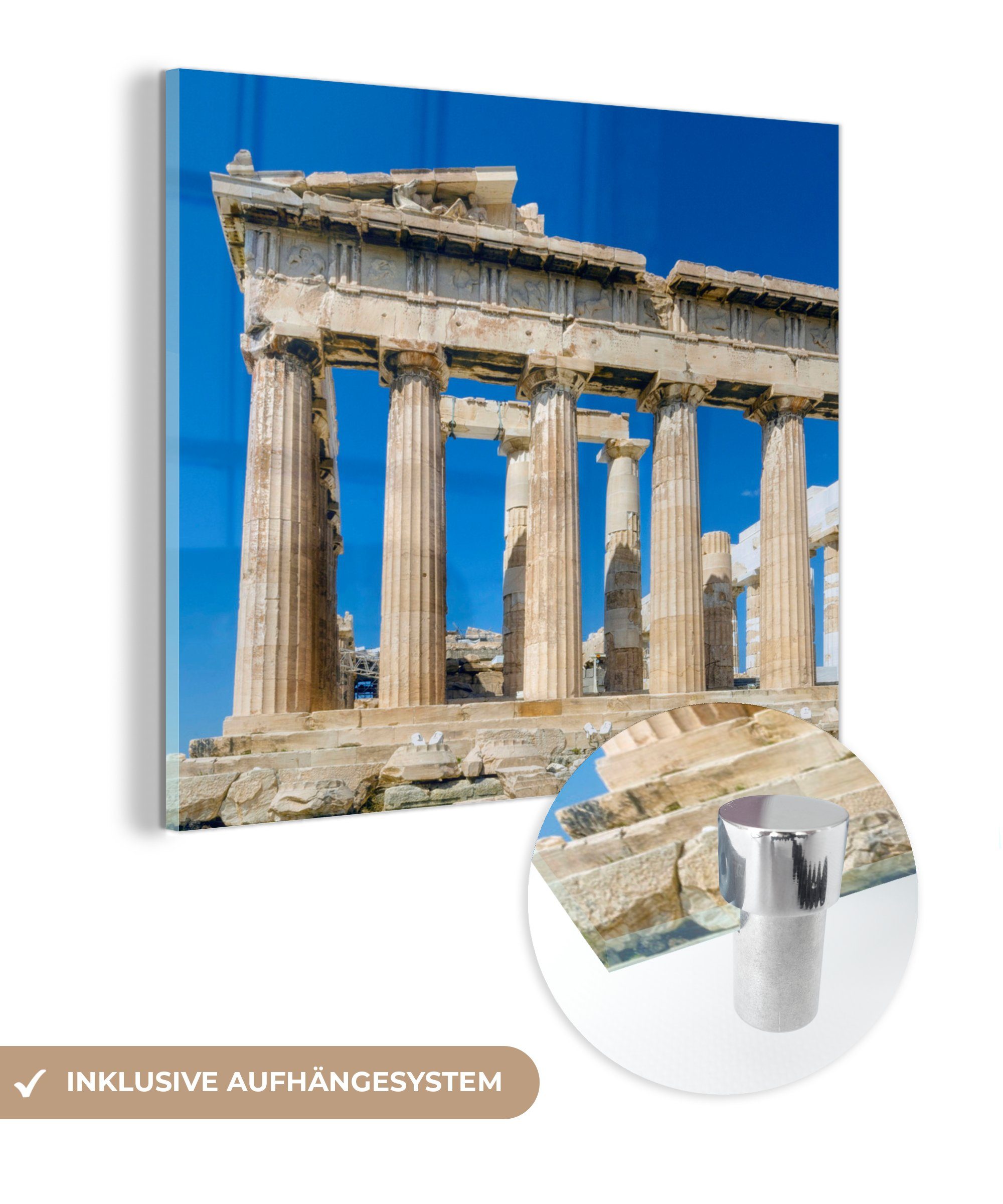 Foto (1 Glas auf - Glas Wanddekoration des Parthenon, Glasbilder Ruinen - Acrylglasbild - St), Bilder Wandbild MuchoWow auf