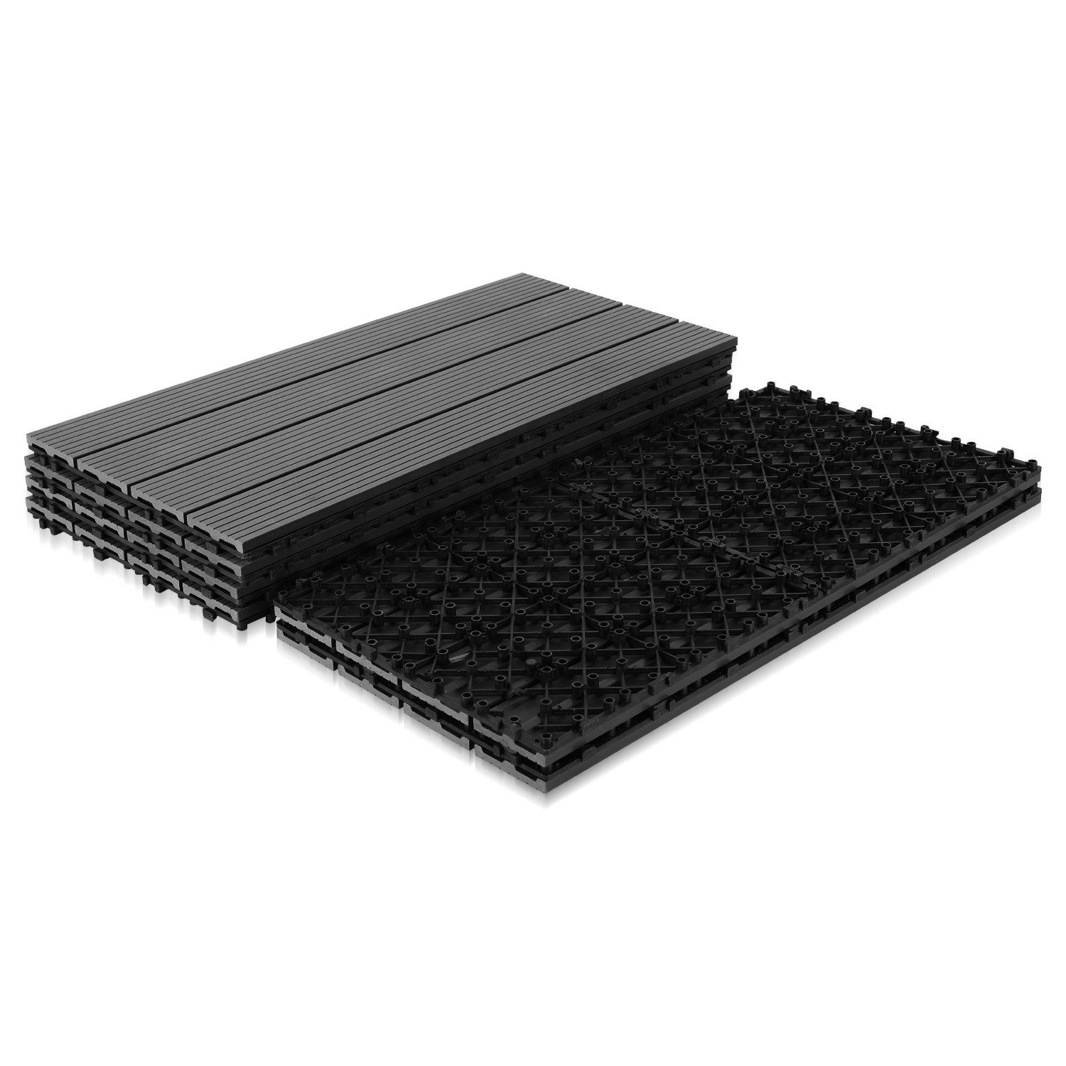 Clanmacy Holzfliesen WPC Terrassenfliesen Holzfliesen 60x30cm günstig online kaufen