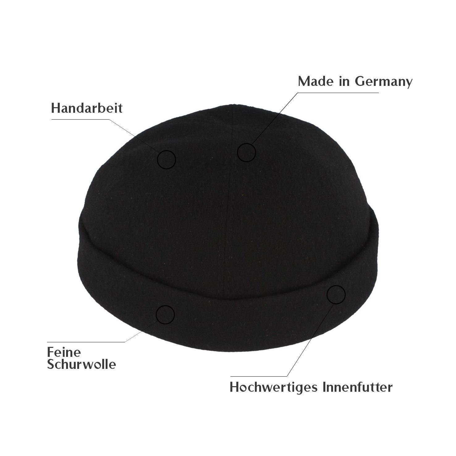 Bullani Baskenmütze randlose handgefertigte Docker Cap aus Schurwolle günstig online kaufen
