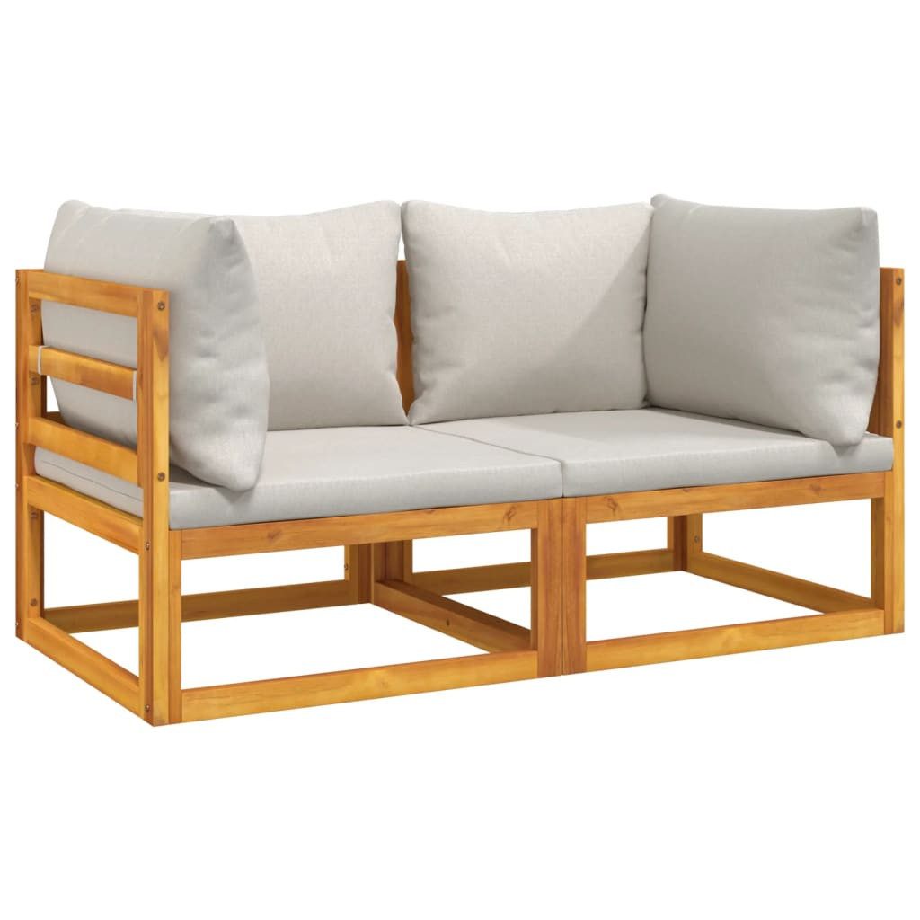 vidaXL Sofaelement Modular-Ecksofas 2 Stk. mit Hellgrauen Kissen Massivholz (1 St)
