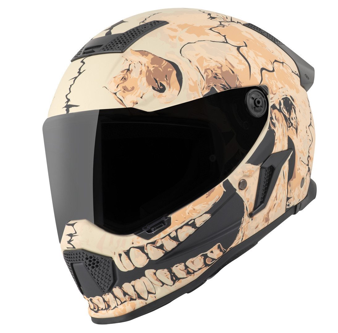 Bogotto Motorradhelm Rapto Skull Helm, vorbereitet für Kommunikationssystem,geeignet für Brillenträger,v