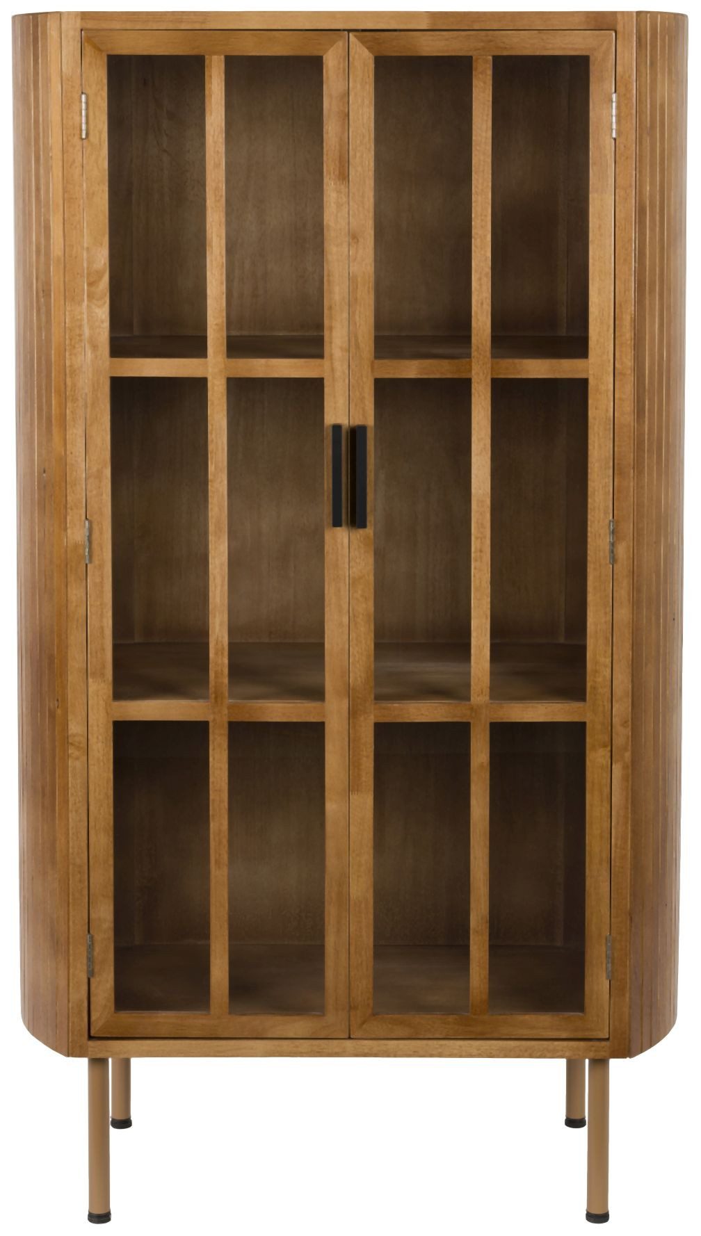 Trendmöbel24 Vitrine Vitrine Schrank YAZ aus Gummibaumholz im Vintage Style