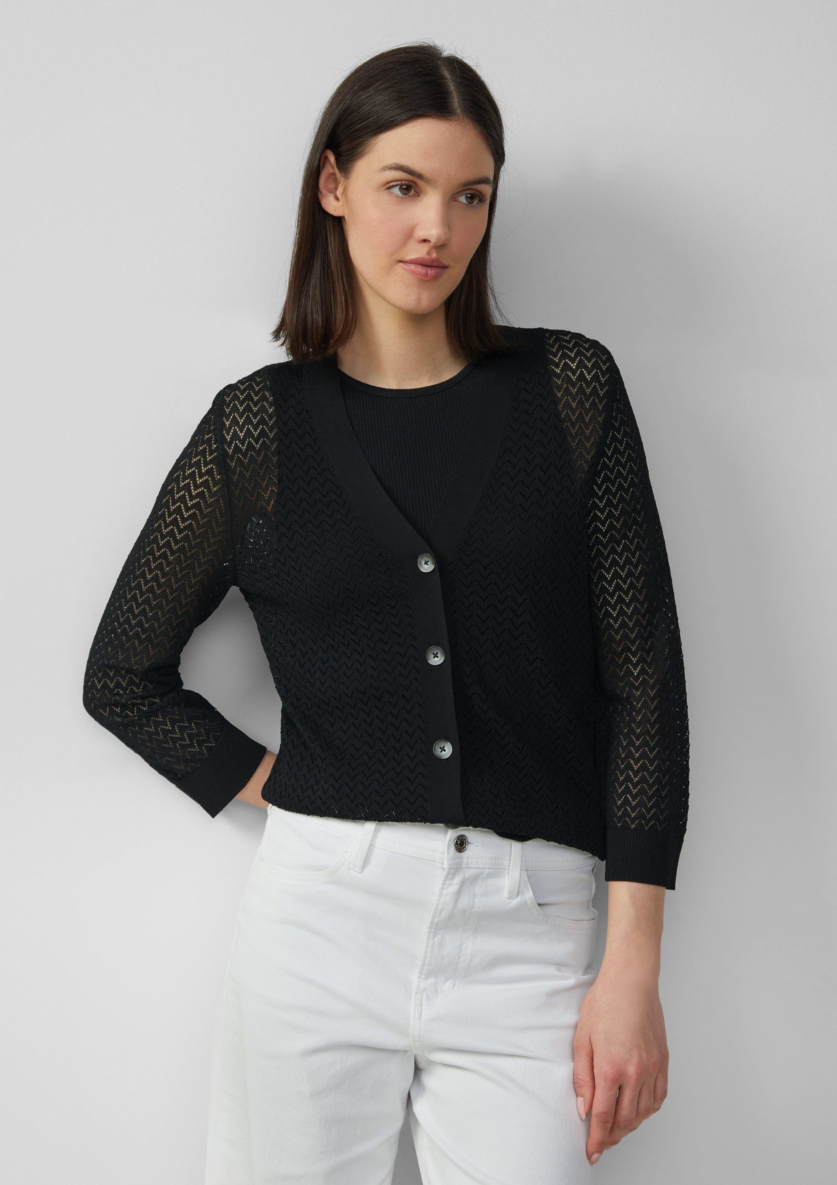 s.Oliver Strickjacke Ajour-Strickjacke aus Viskosemix günstig online kaufen