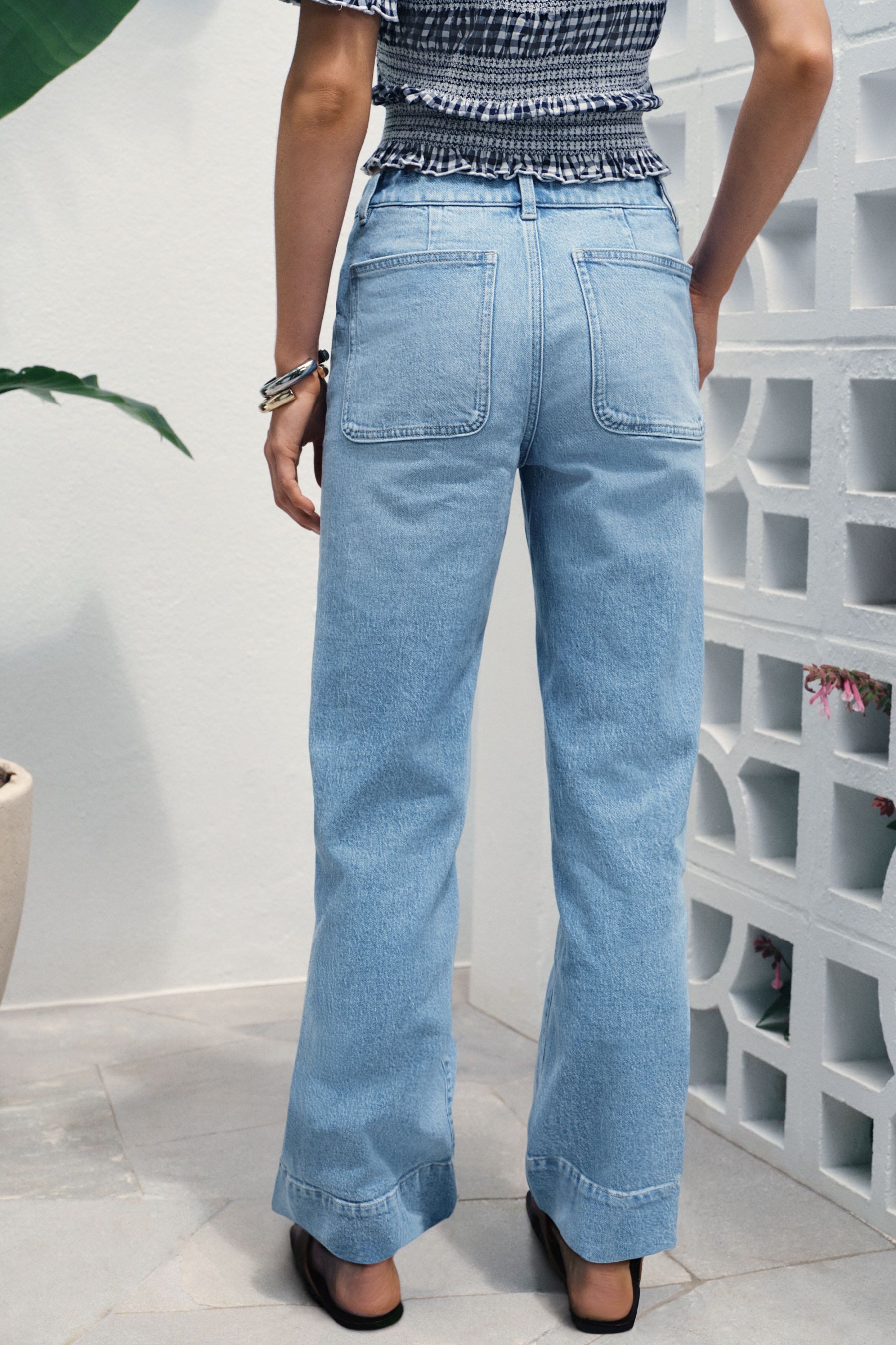 Next Weite Jeans Jeans mit weitem Bein und Tasche, Kurzgröße (1-tlg)