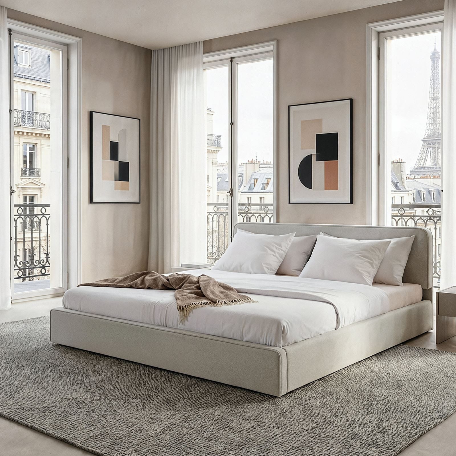 IDIMEX Polsterbett LATINI, Bett 180x200 cm mit Kopfteil höhenverstellbar und Lattenrost Hellgrau