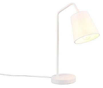 Reality Leuchten Tischleuchte BUDDY, 1-flammig, H 45 cm, Weiß matt, Metall, ohne Leuchtmittel, Stoffschirm, Schwenkbarer Lampenschirm