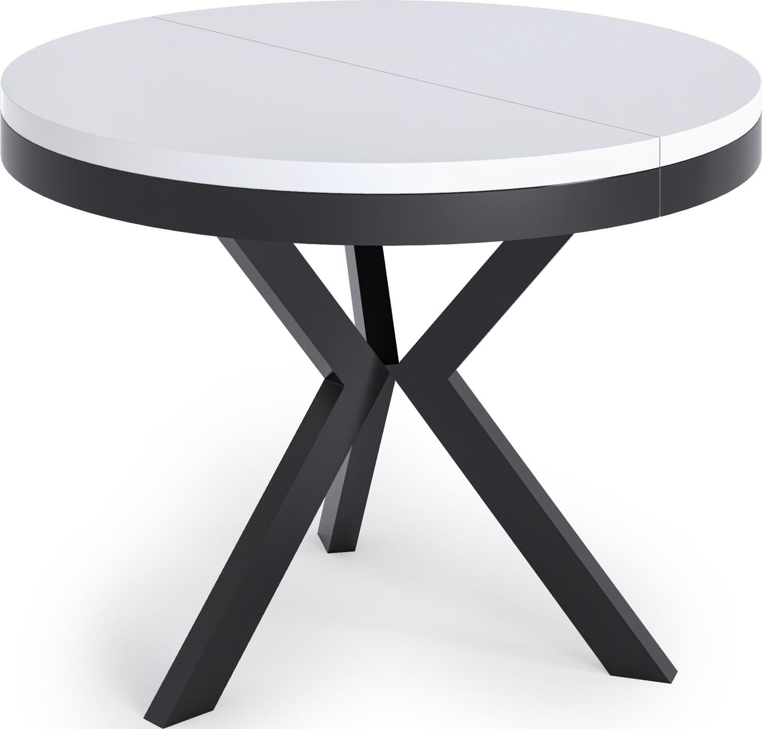 WFL GROUP Esstisch Velma, Tisch im Loft-Stil mit Schwarz Metallbeinen 100 cm - 140 cm Weiß