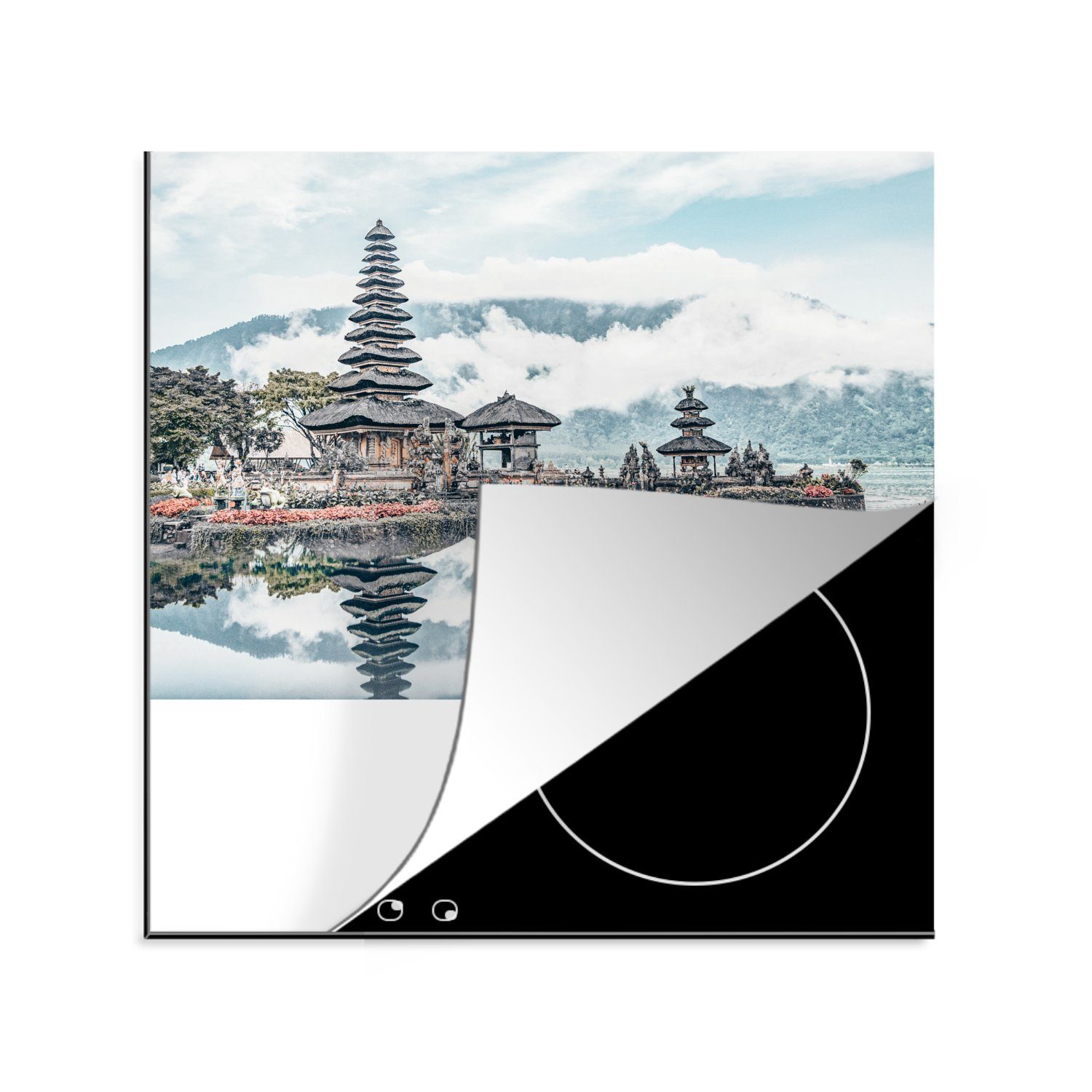 Herdblende-/Abdeckplatte Arbeitsplatte (1 Vinyl, Bali MuchoWow Wolken, für - cm, 78x78 Indonesien tlg), Ceranfeldabdeckung, küche -