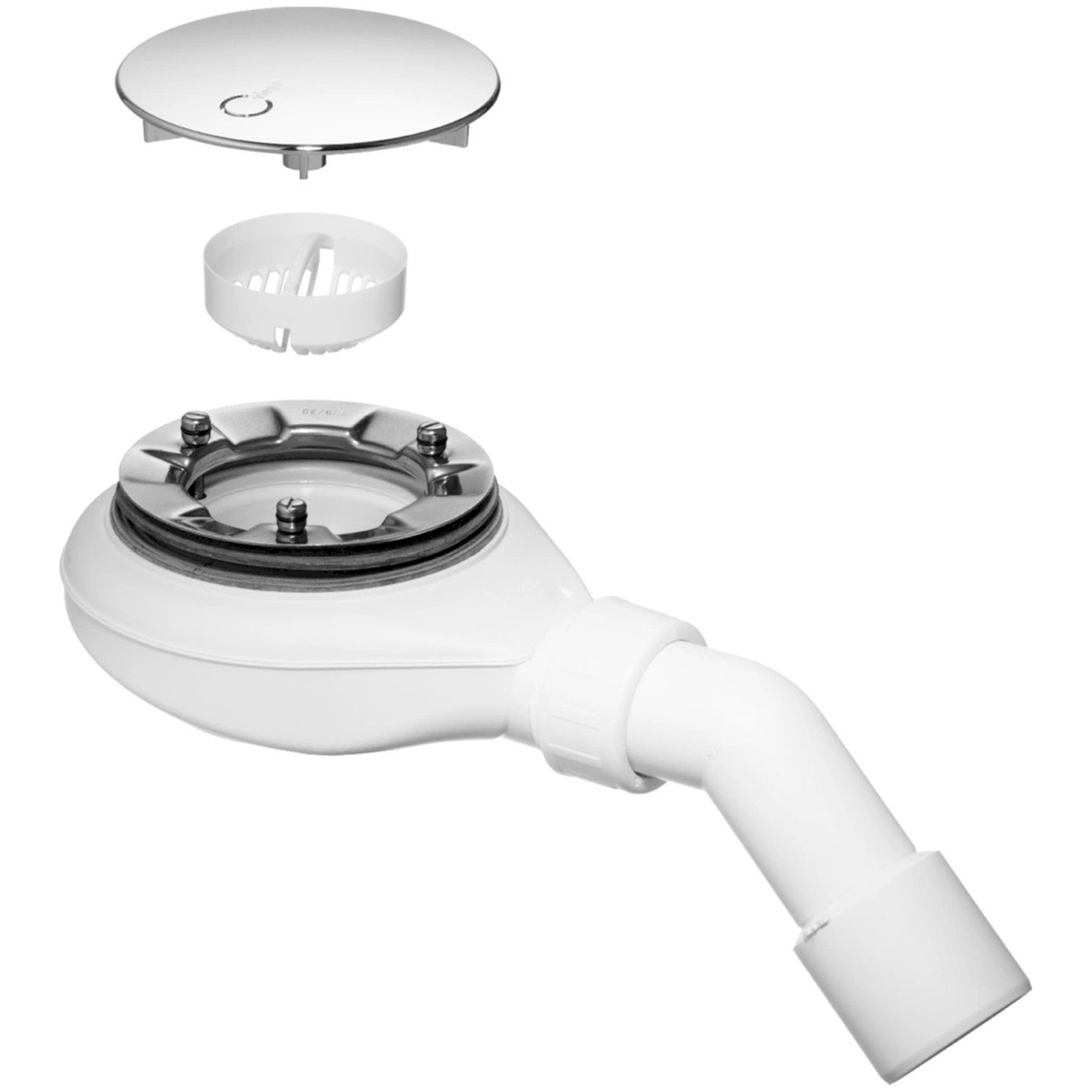 Viega Ablaufgarnitur Viega Tempoplex Siphon 90mm Duschwannenablauf flach Haarsieb 801458 (1-St)