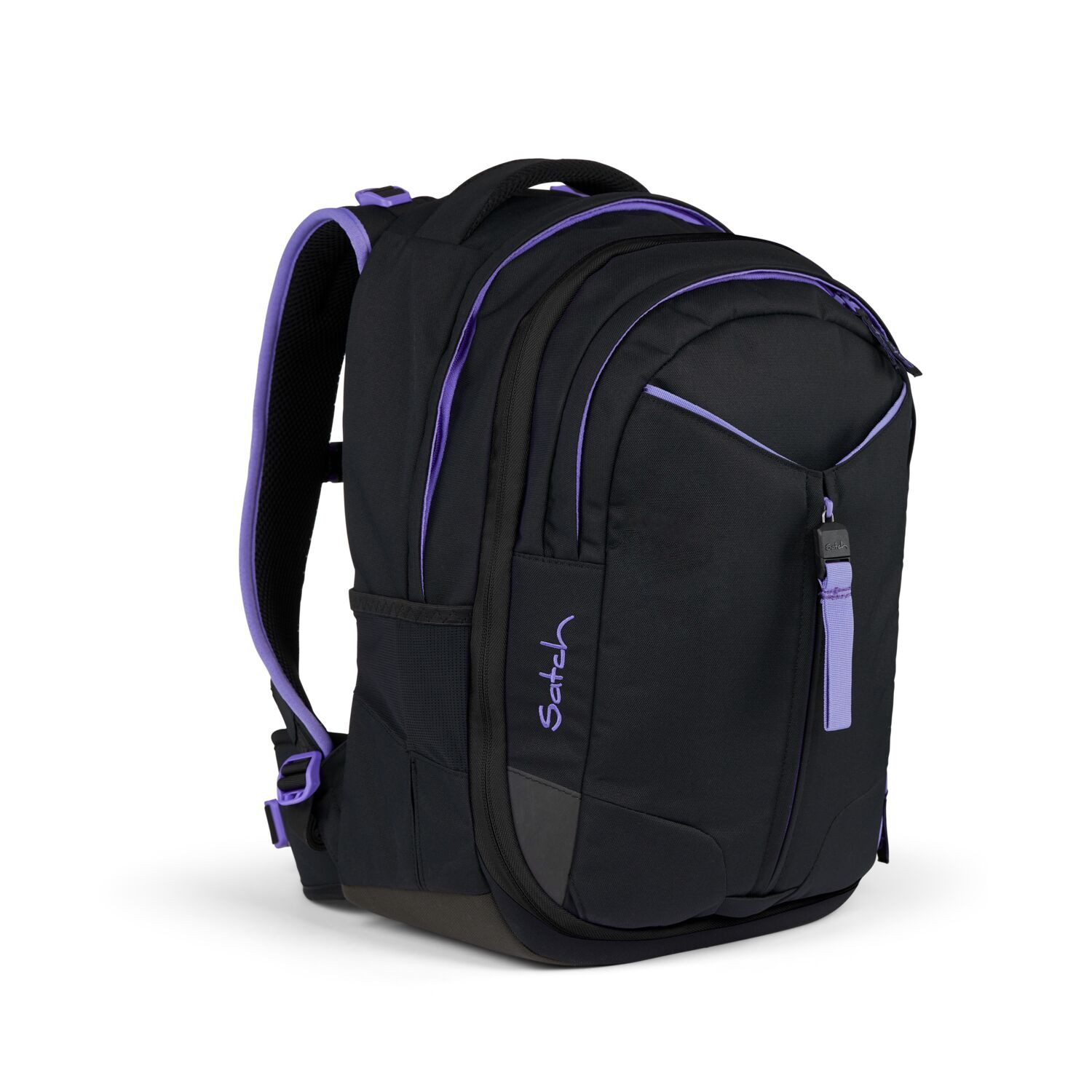 Satch Schulranzen Schulrucksack-Set MATCH Purple Phantom 3-teilig, Kollektion 2024 (3-teilig), Laptop-Fach, Your-Size-System, Schulranzen