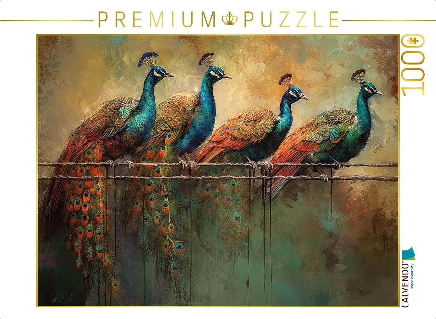 CALVENDO Puzzle CALVENDO Puzzle Pfaue, 1000 Teile Lege-Größe 64 × 48 cm Foto-Puzzle f, 1000 Puzzleteile