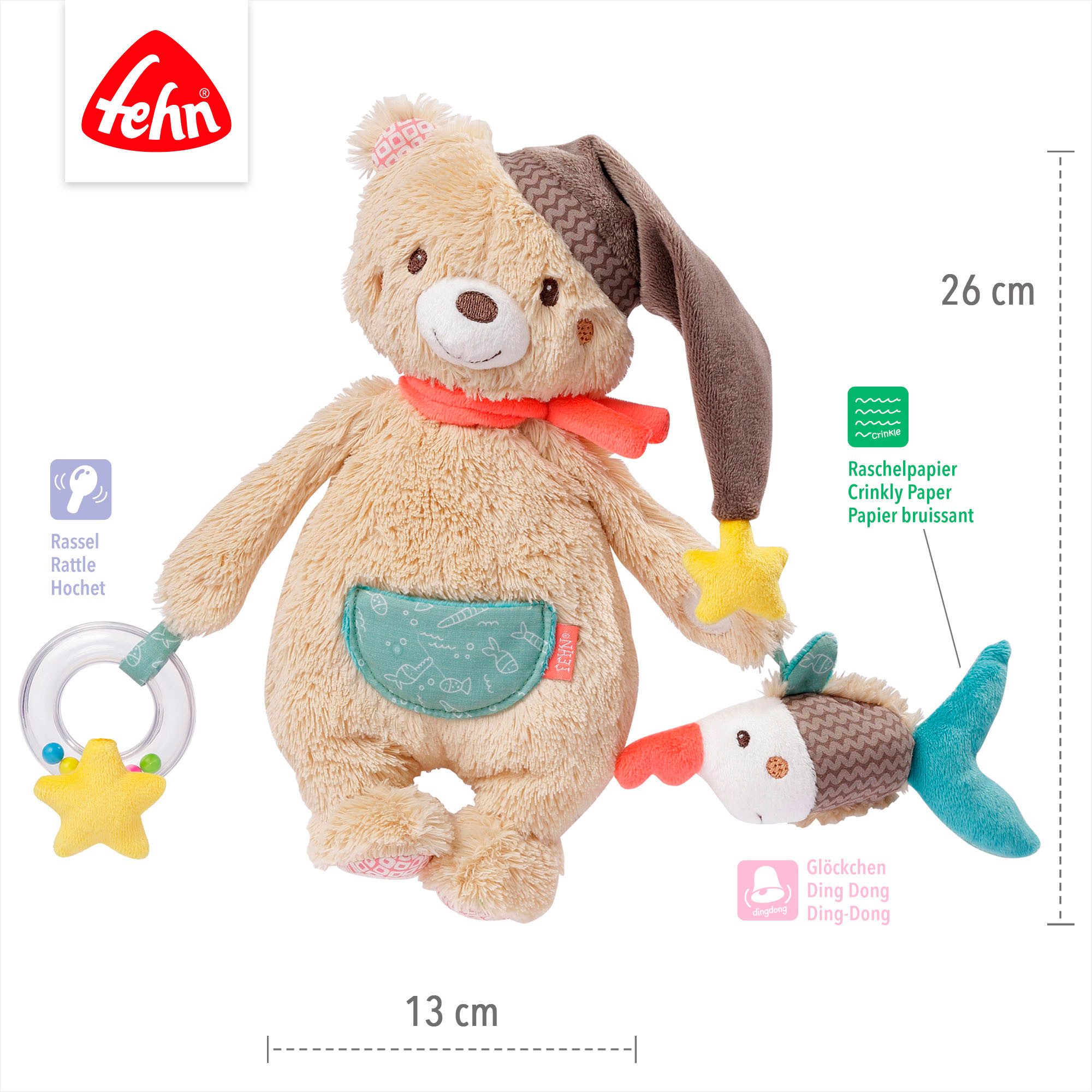 Fehn Greifspielzeug Bruno, Activity-Bär