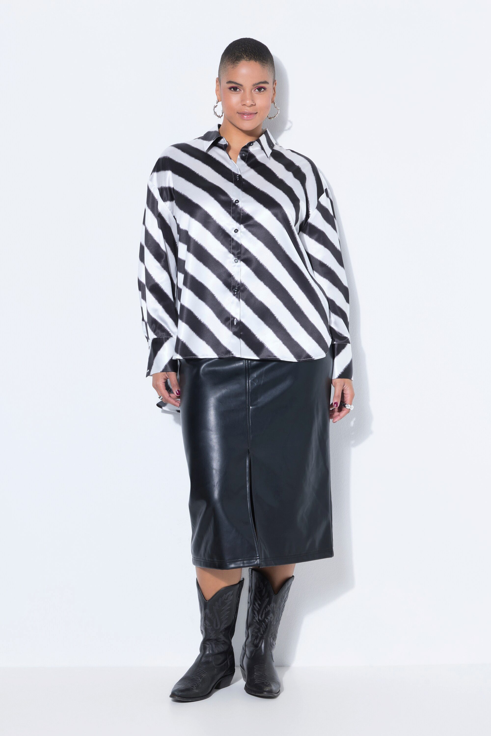 Studio Untold Hemdbluse Hemdbluse Oversize Shape Satin Quersteifen