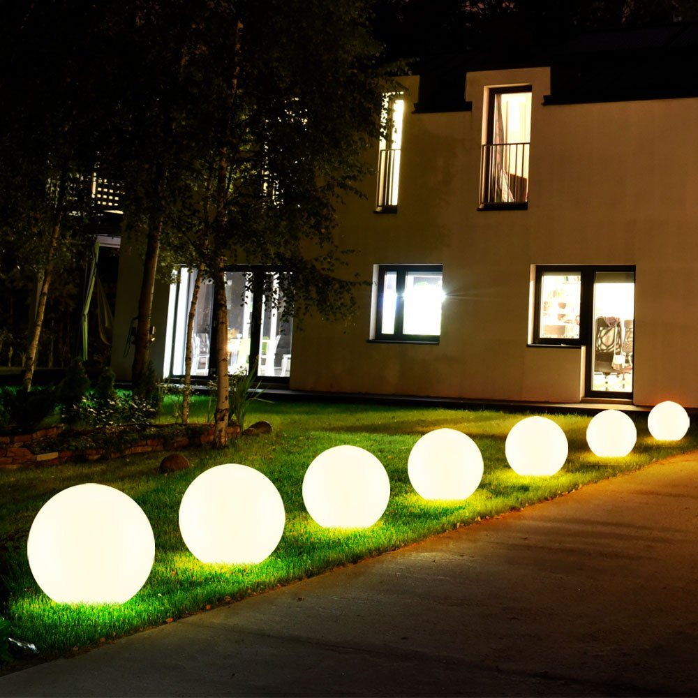 etc-shop LED Solarleuchte, LED-Leuchtmittel fest verbaut, 7x Solarleuchten Kugel Garten LED Deko Solarkugel für Außen 20 cm