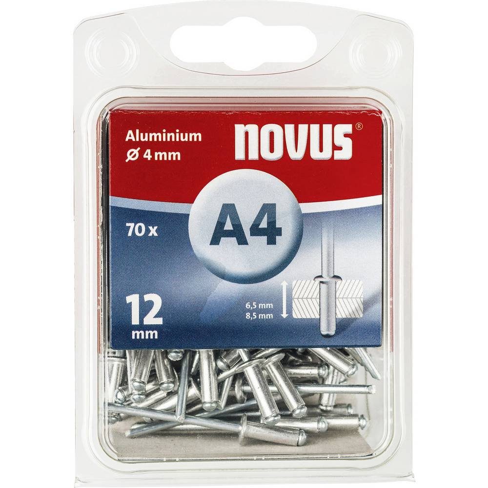 NOVUS Niete Blindniete A 4 x 12 mm Aluminium 70 Stück