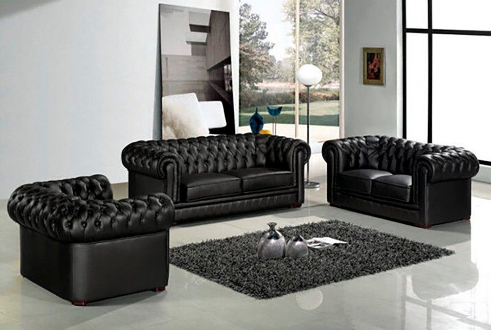 JVmoebel Chesterfield-Sofa, Chesterfield 3+2+1 Sitzer Garnitur Sofa Couch