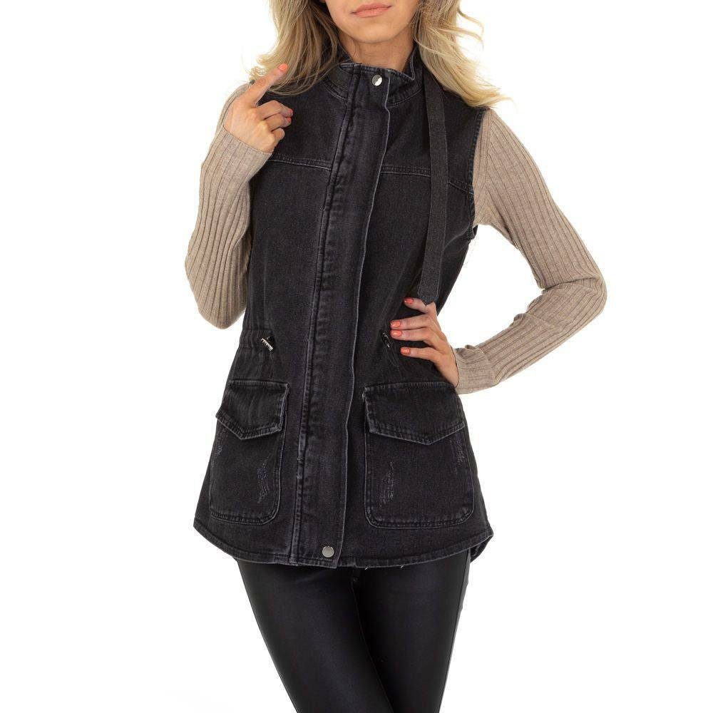 Ital-Design Jeansjacke Damen Freizeit Jeansstoff Jeansjacke in Schwarz