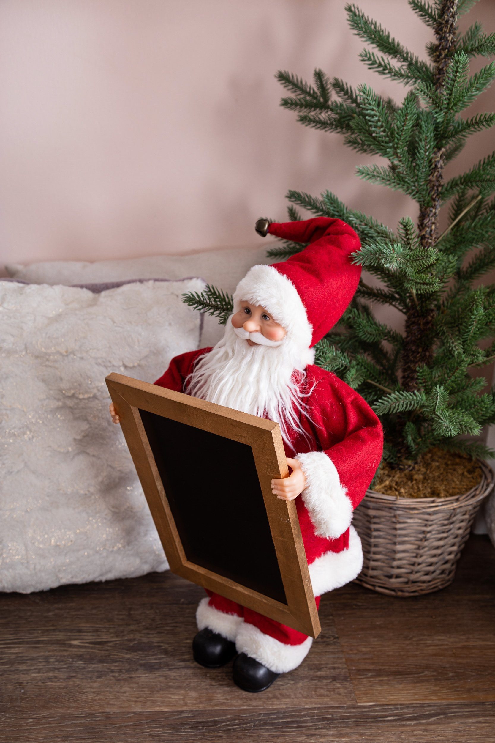 Wohnando Dekofigur Weihnachtsmann für zu Weihnachten, mit Gestalten Tafel Botschaft zum