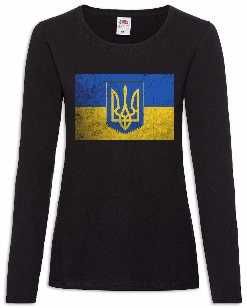 Langarmshirt Classic Ukraine Flag Damen Langarmshirt Against War Widerstand Fahne