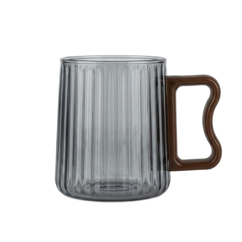 COFI 1453 Gläser-Set, 6-tlg., Glas, Kunststoff, mit Relief-Design und Kunststoffhenkel, 250 ml