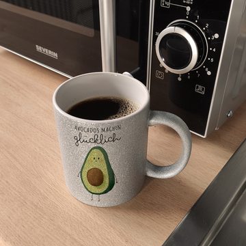 speecheese Tasse Niedliche Avocado Glitzer Kaffeebecher mit Spruch Avocados machen