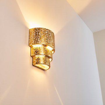 hofstein Wandleuchte »Bionde« Wandlampe aus Keramik in Gold, ohne Leuchtmittel, mit schönem Lichtkegel, 1xE27, Innenin Blattgold-Optik