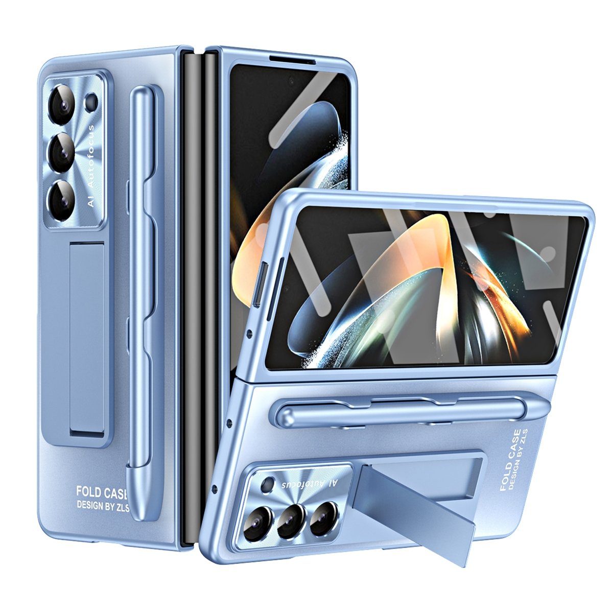 Wigento Handyhülle Für Samsung Galaxy Z Fold5 5G Hülle mit Stand- Stifthalterung u. Stift