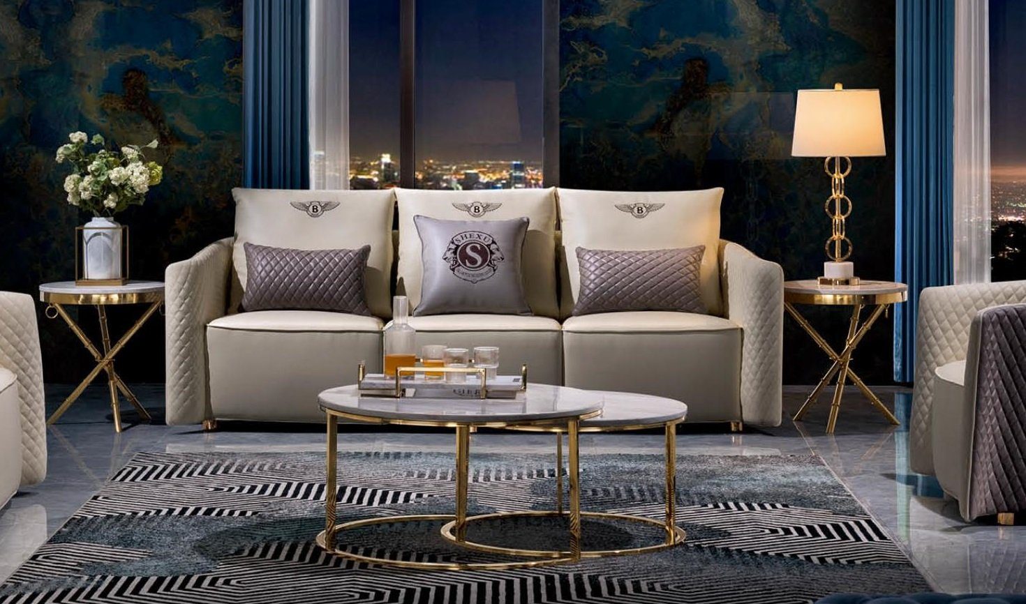 Luxus, Made JVmoebel Europe Designer In Runde Couchtisch Rund Tische Glas Couch Metall Beistell Tisch
