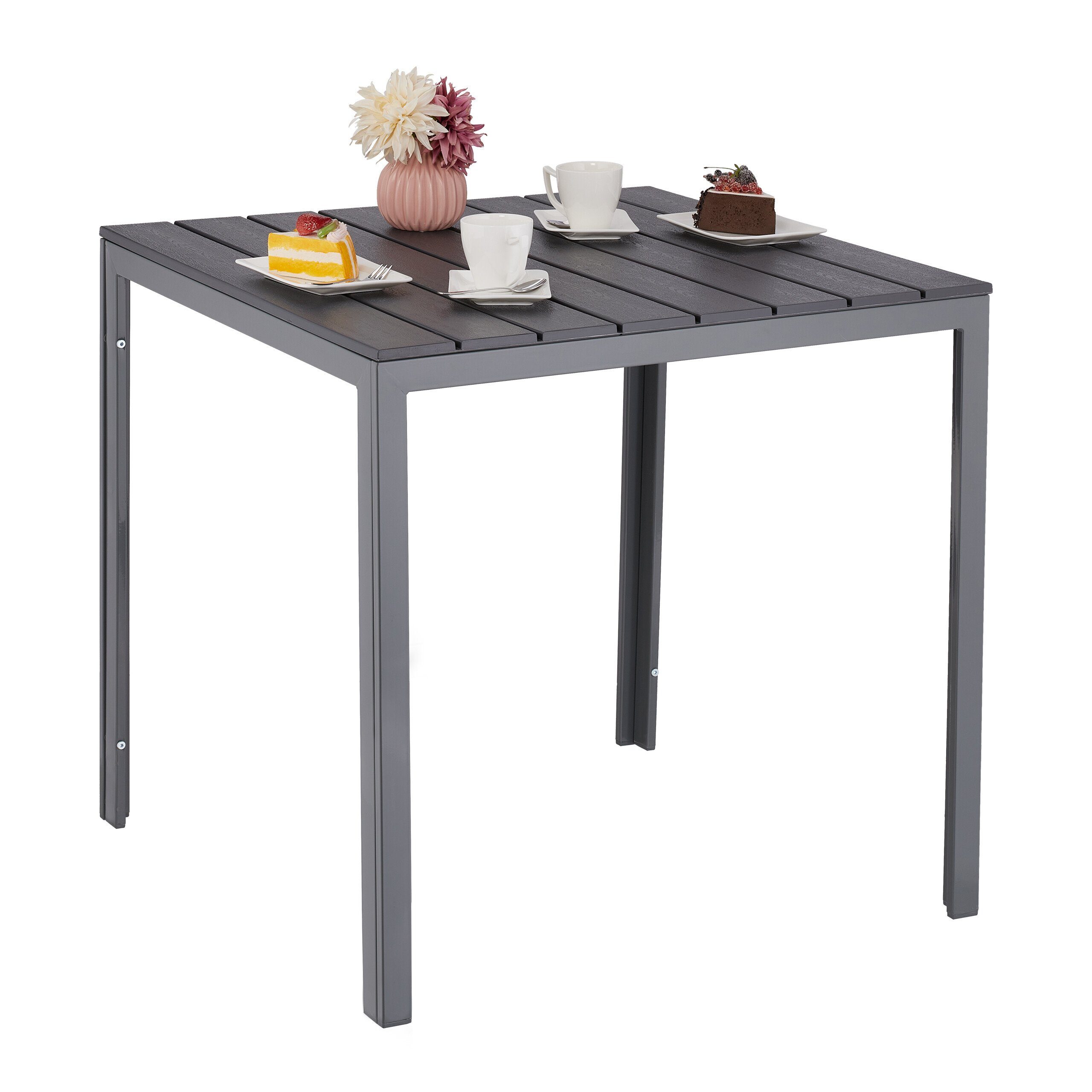 relaxdays Gartentisch Grauer Gartentisch in Holzoptik günstig online kaufen