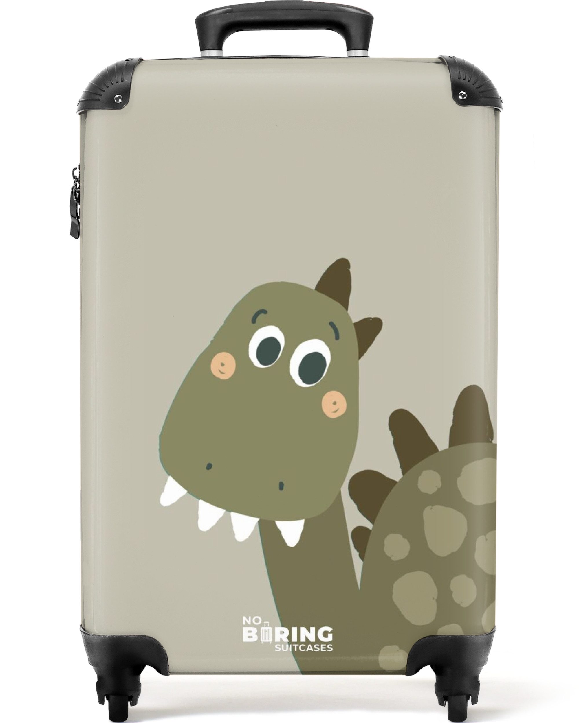 NoBoringSuitcases.com© Kinderkoffer Dinosaurier - Grün - Kinder - Junge - Design 55x35x20cm, 4 Rollen, Kinder Koffer Klein, Trolley Handgepäck, Reisekoffer