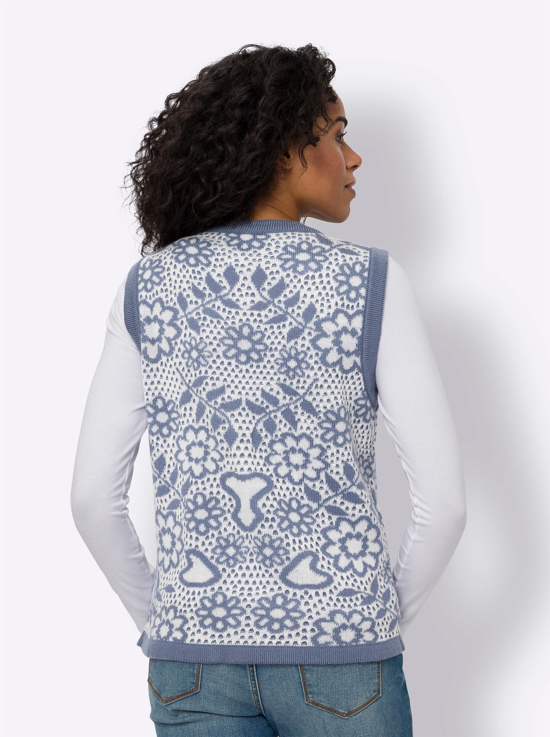 Sieh an! Strickweste Strickweste Ärmellos Jacquard