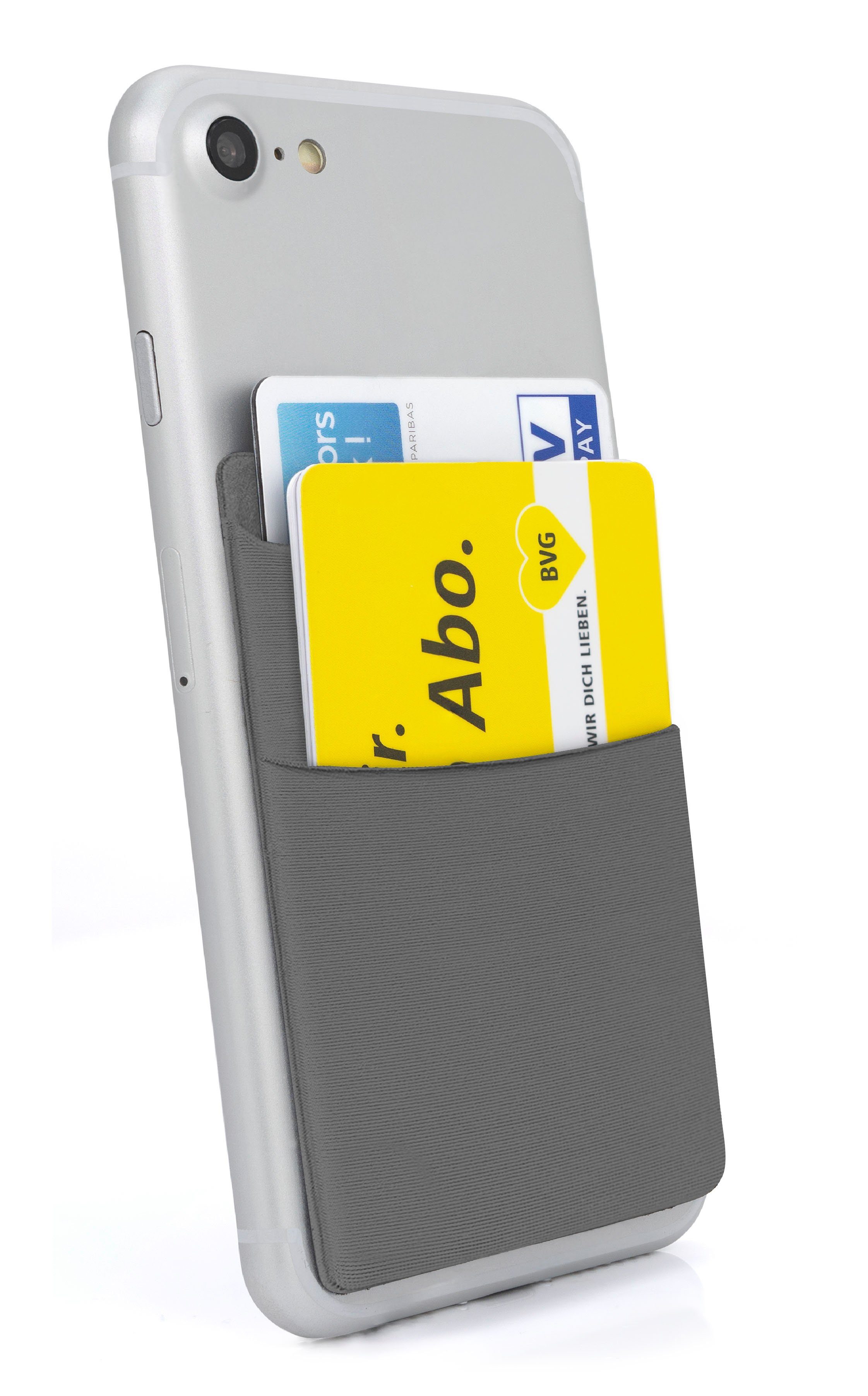 MyGadget Mini Geldbörse »2 Fächer Handy Kartenhalter«, zum aufkleben - RFID  Blocking - Haftendes Kartenfach, Kartenhülle, Karten Halterung - Geldbörse  Smartphone Etui - Grau
