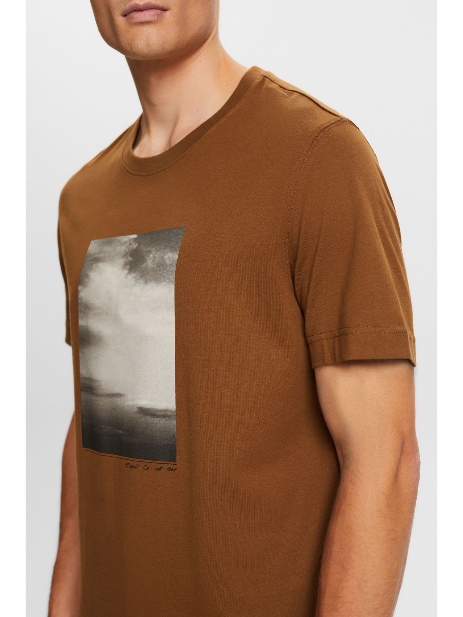 aus Print (1-tlg) Esprit T-Shirt mit Bio-Baumwolle BARK T-Shirt