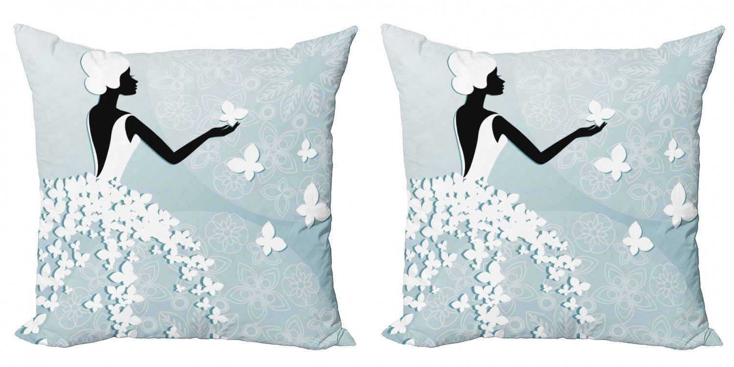 Modern (2 Kleid Blumen Abakuhaus Doppelseitiger Stück), Digitaldruck, Schmetterling Accent Kissenbezüge