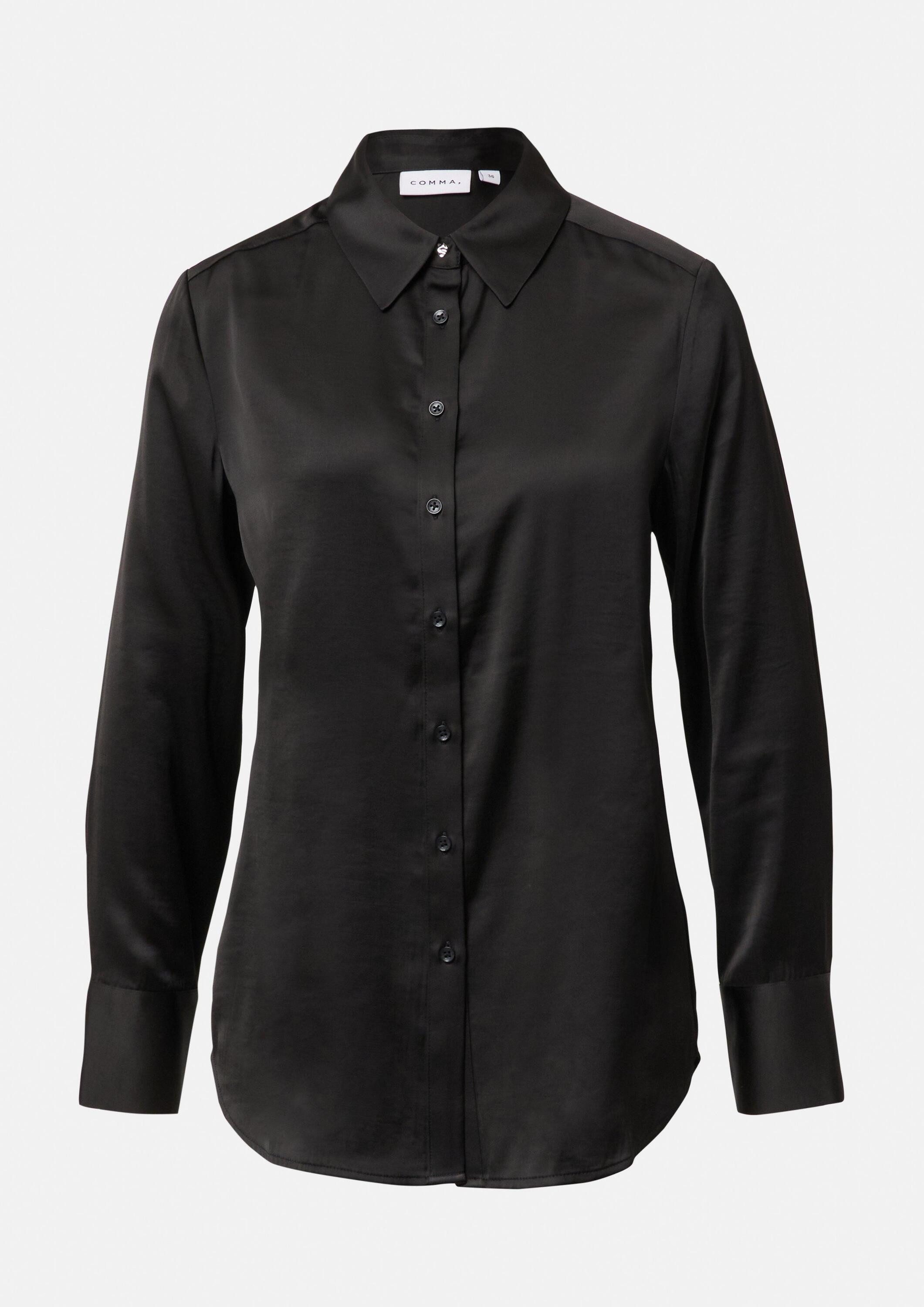 comma Langarmbluse Bluse Hemdbluse aus Satin