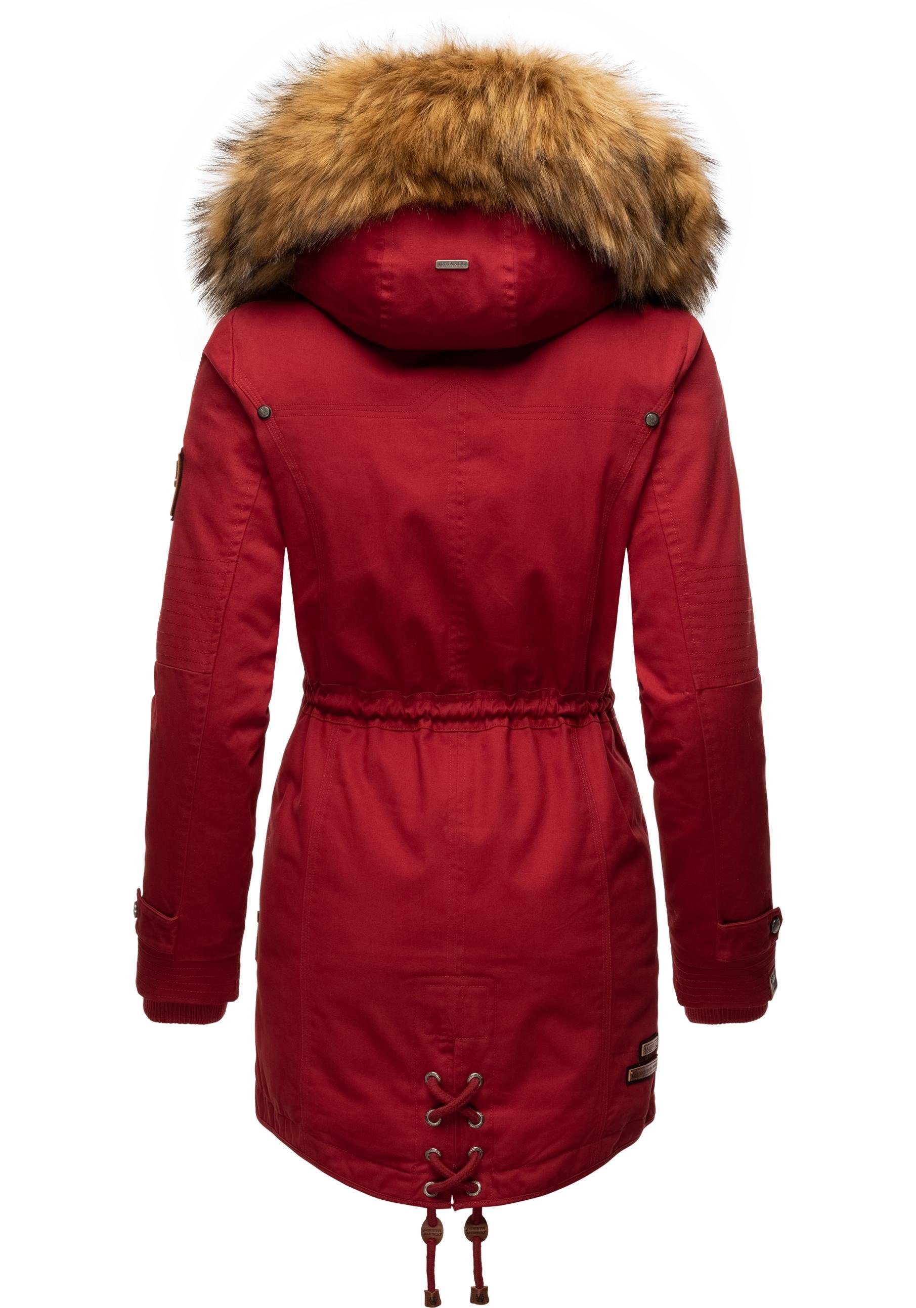 Wintermantel Viva Marikoo Prc blutrot La mit abnehmbarem stylischer Winterparka Kunstfell