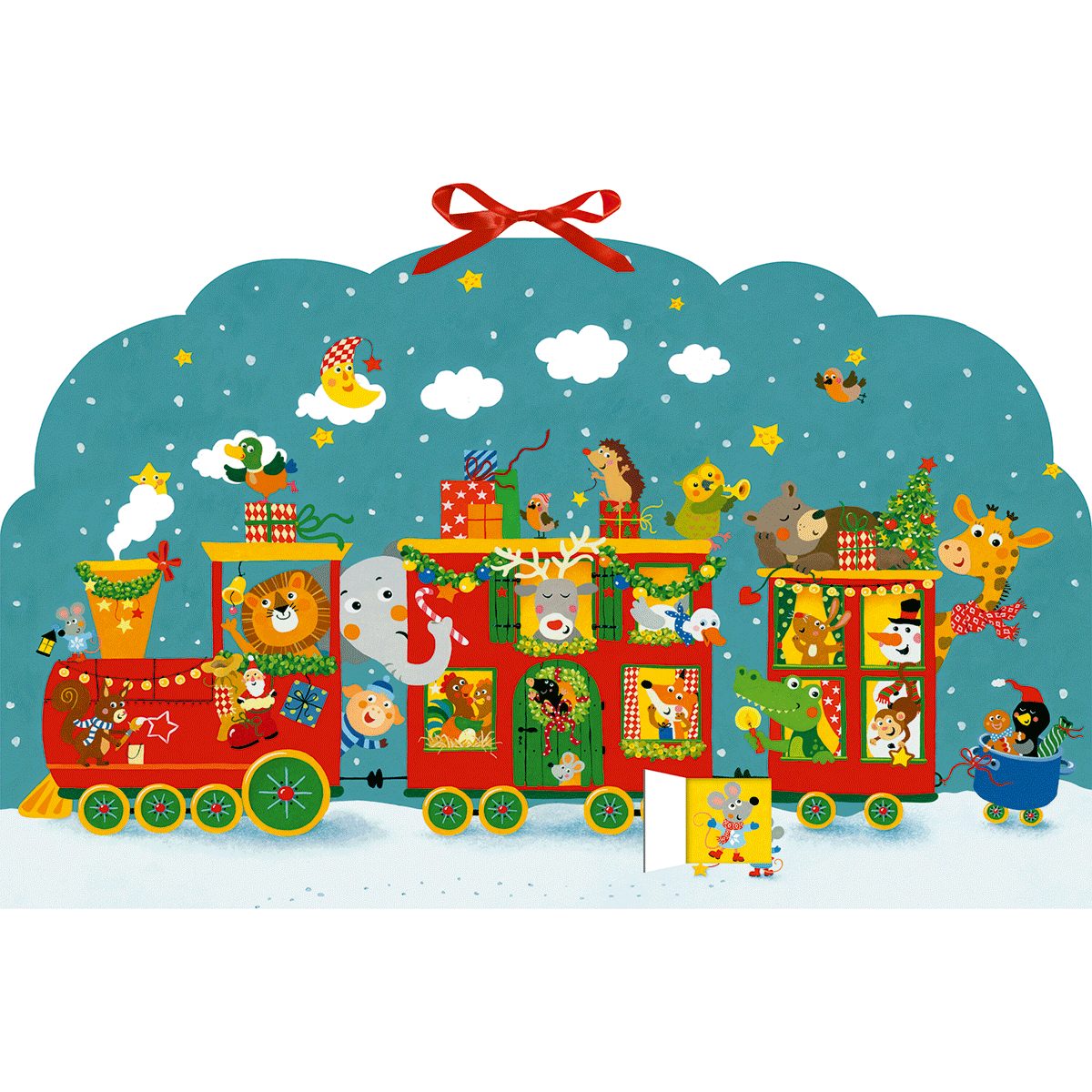 Adventskalender Memo-Adventskalender – Bunte Weihnachtseisenbahn der Tiere