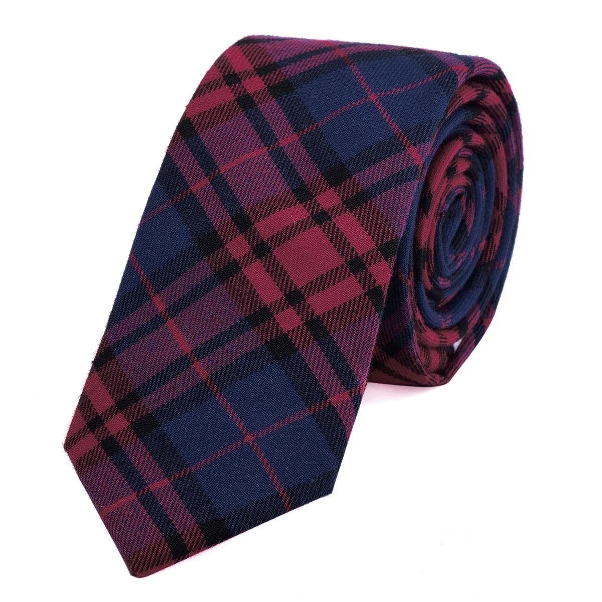 DonDon Krawatte Herren Krawatte 6 cm mit Karos oder Streifen (Packung, 1-St., 1x Krawatte) Baumwolle, kariert oder gestreift, für Büro oder festliche Veranstaltungen rot-dunkelblau kariert 2