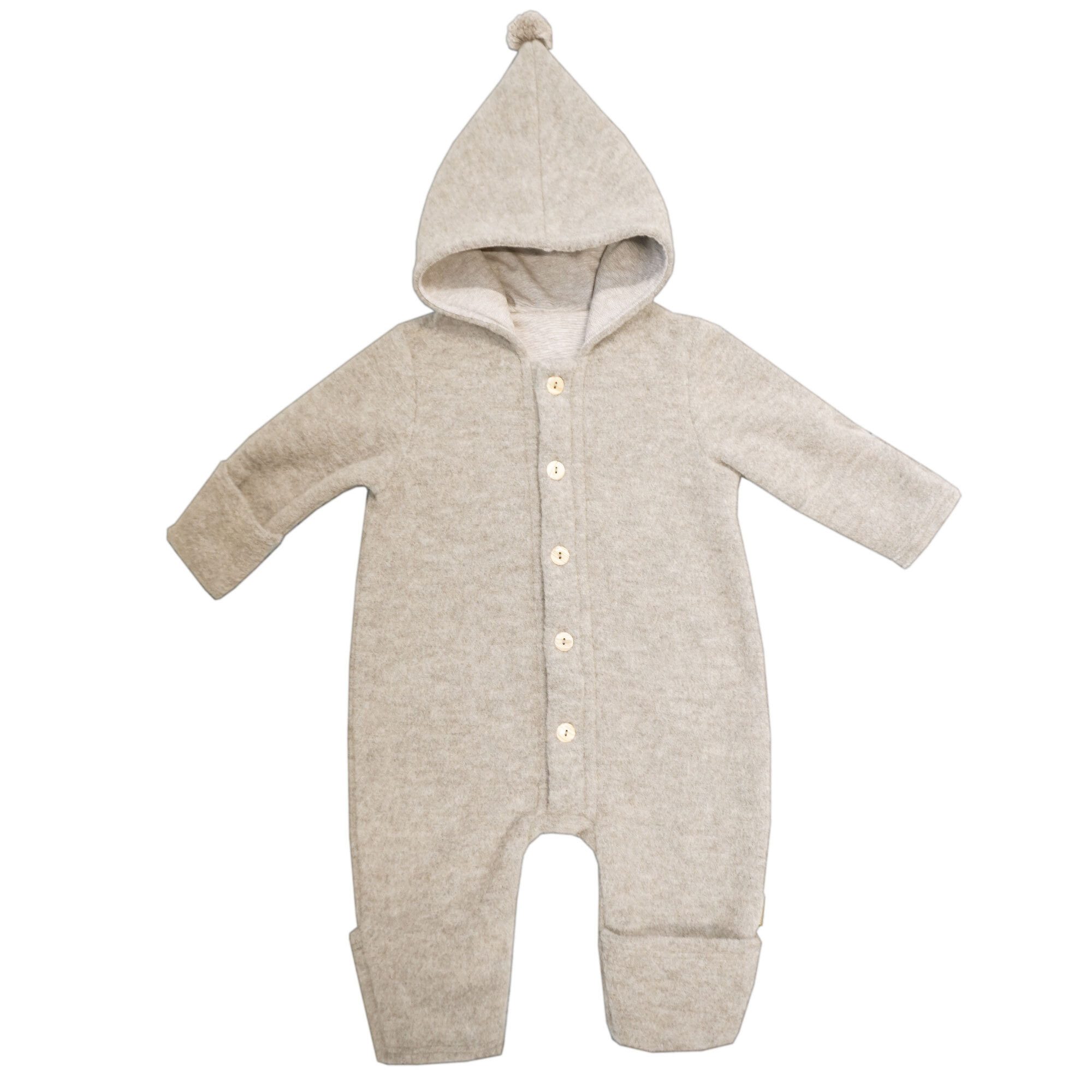 MAXIMO Overall GOTS BABY-Overall, Wollfleece Jerseyfutter, Knöpfe, Pompon Wollfleece