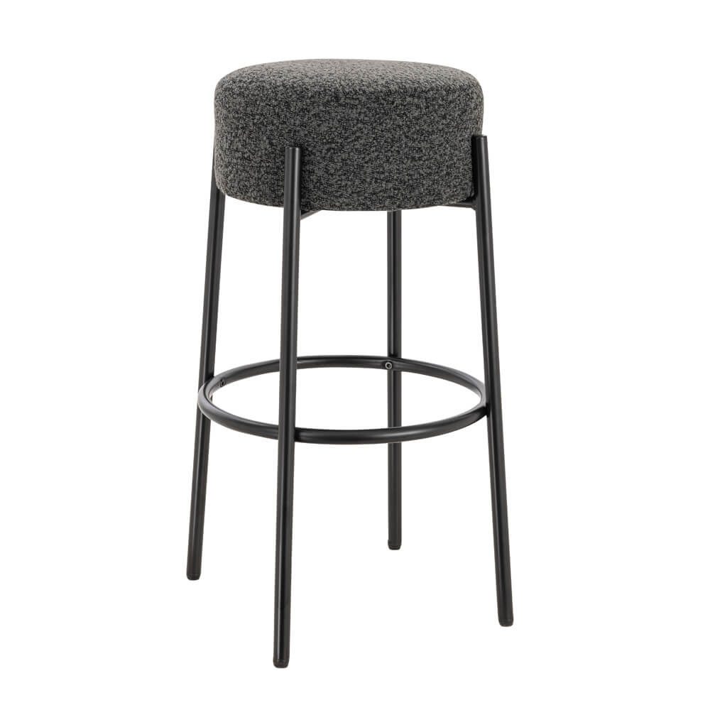 HOME DELUXE Barhocker OLIN - 41 x 41 x 76 cm (8 St), Teddy-Bouclé Bezug, Küchenhocker, Barstühle mit Fußstütze – Bild 3 von 5