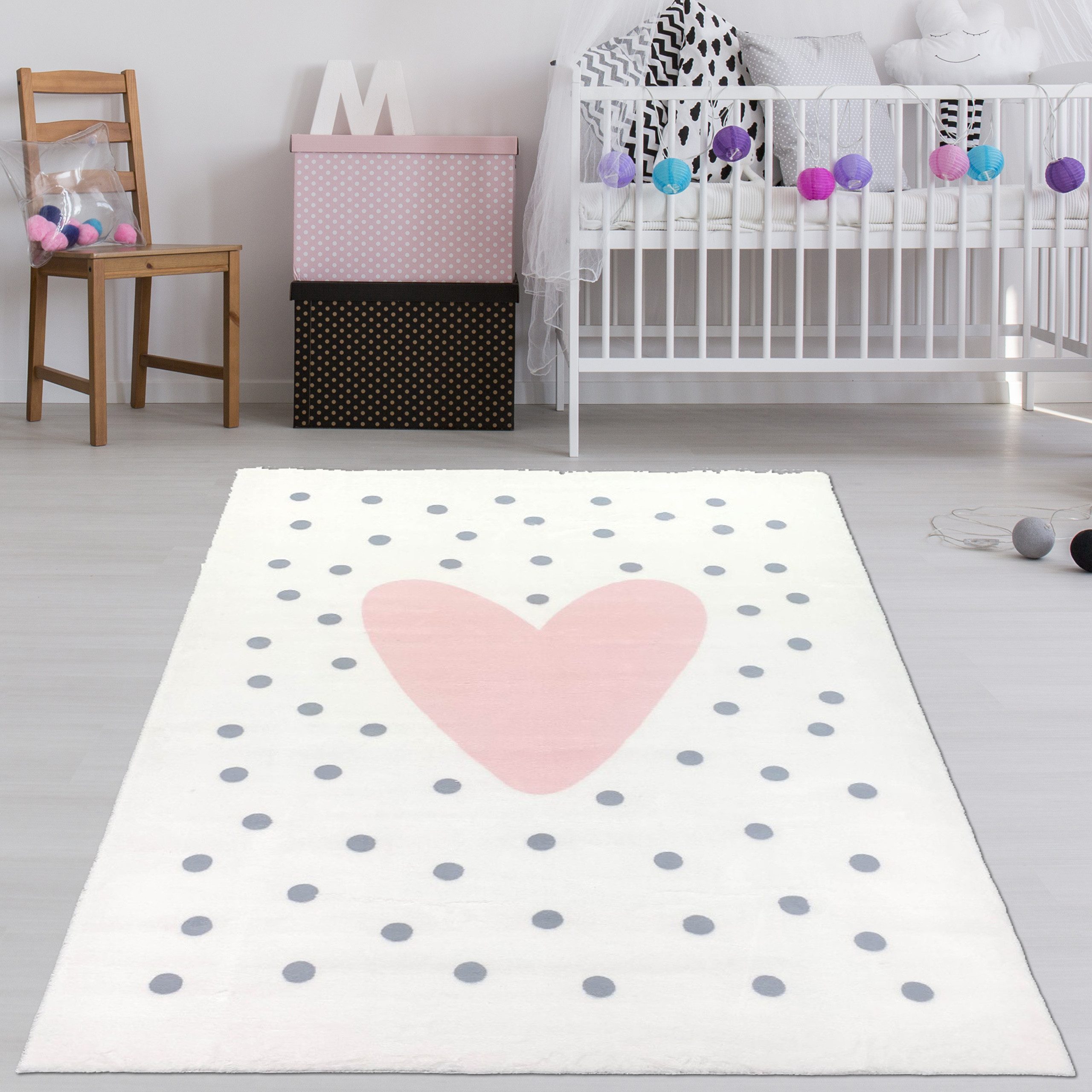 TeppichHome24 Teppich Weicher Kinderteppich mit Herzen günstig online kaufen