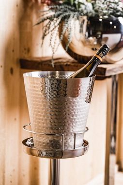 MichaelNoll Wein- und Sektkühler Champagnerkühler auf Standfuß, Weinkühler mit Ständer, Flaschenkühler Sektkühler Getränkekühler aus Edelstahl Silber Party - Kühler für Sekt, Wein und Champagner - XL 80 cm